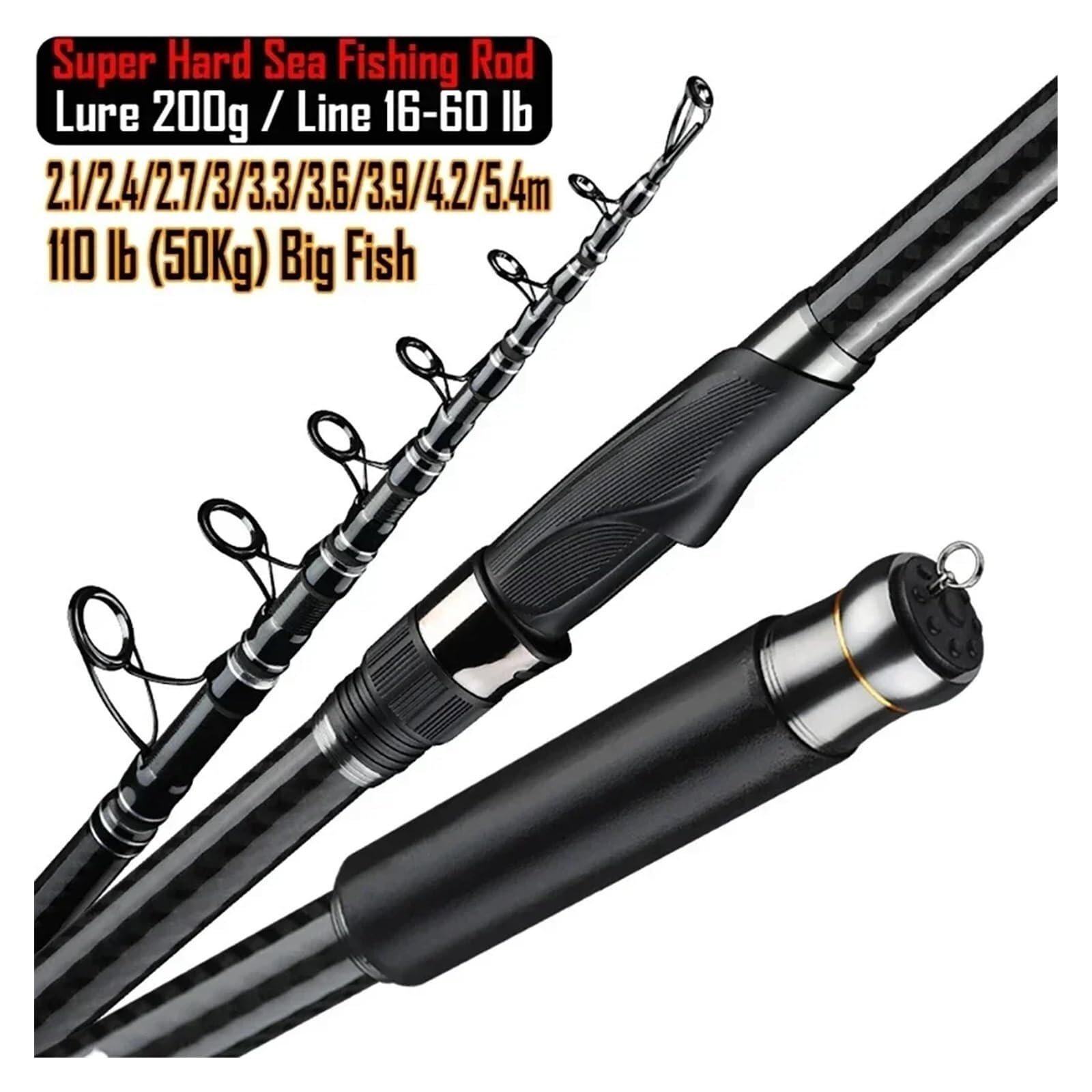 Canna da Pesca Canna da Pesca 200g Richiamo 4.5/5.4m in Mare 36T Fibra di Carbonio Distanza Lancio Oceano Barca Spinning Telescopica Super Dura