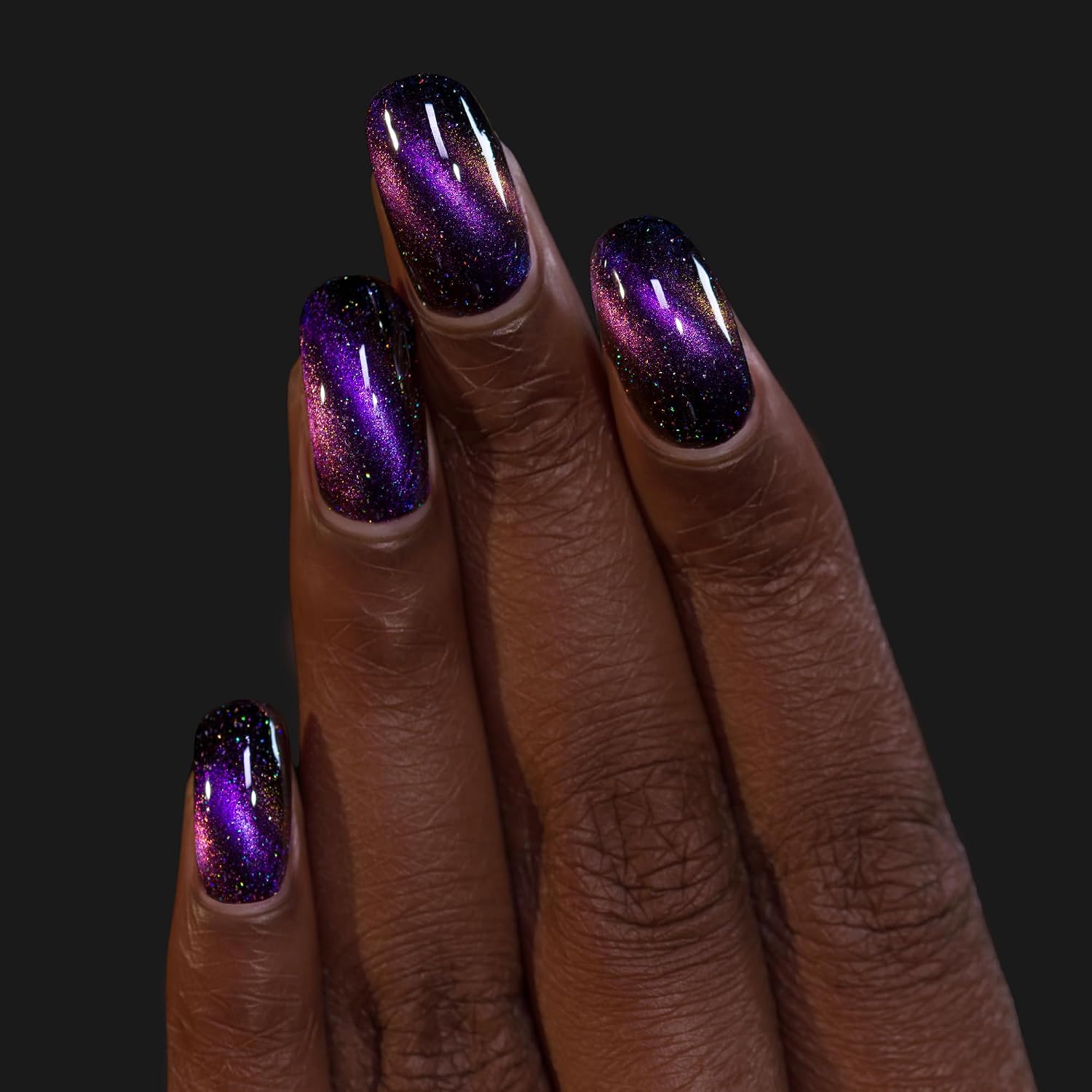 ILNP High Roller - Black-Based Purple Magnetic Holographic Nail Polish