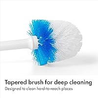 Vista 3 de OXO Good Grips Cepillo de inodoro compacto con contenedor y recipiente, cepillo para taza de baño y soporte con puerta automática para contenedor