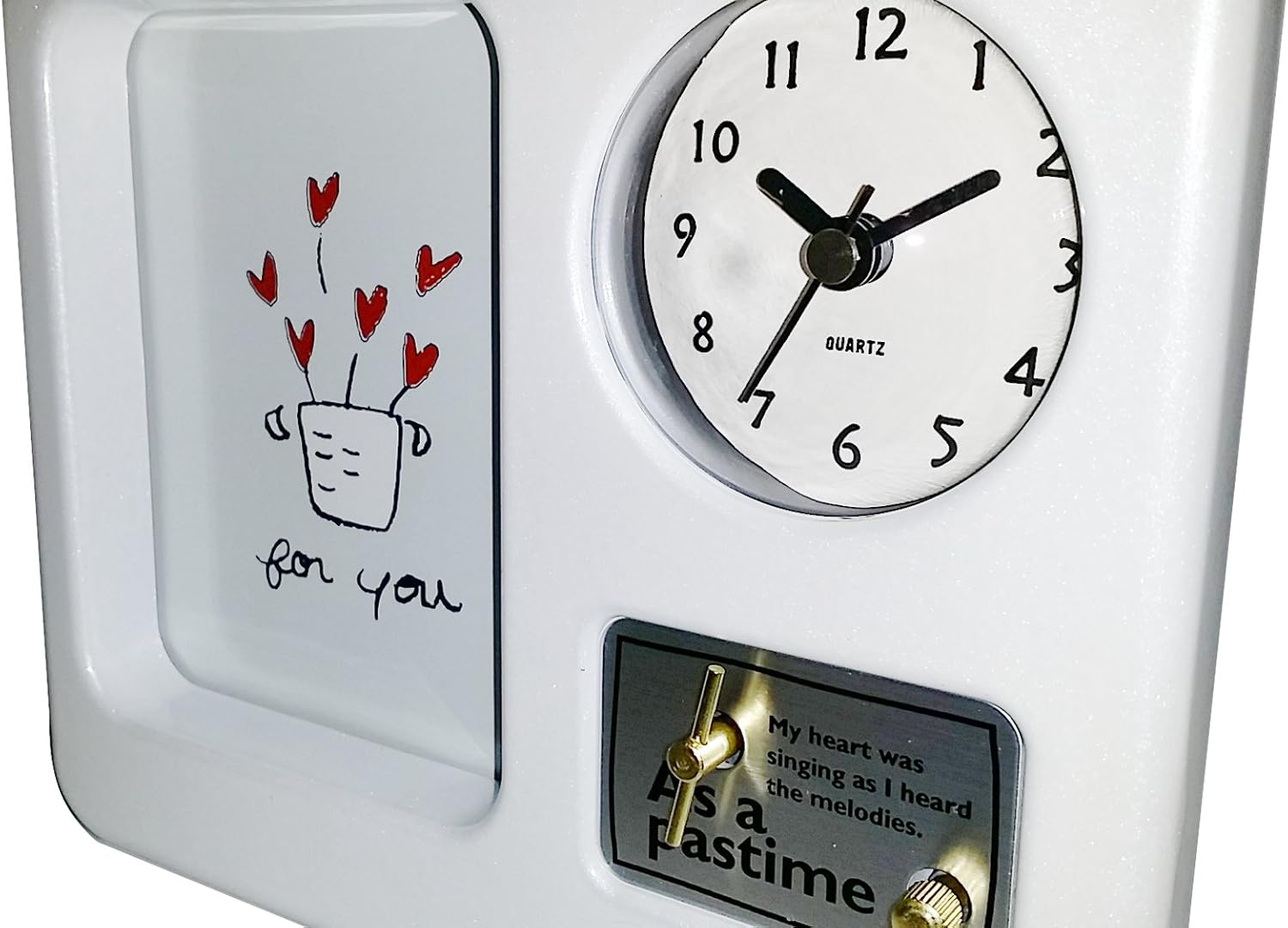 Ikeda 64004 Crystal Square Quartz Photo Frame with Music Box and Watch White Pearl (Frozen/Let It Go) Size (approximately) 5 x 3.5 inches (12.7 x 8.9 cm)