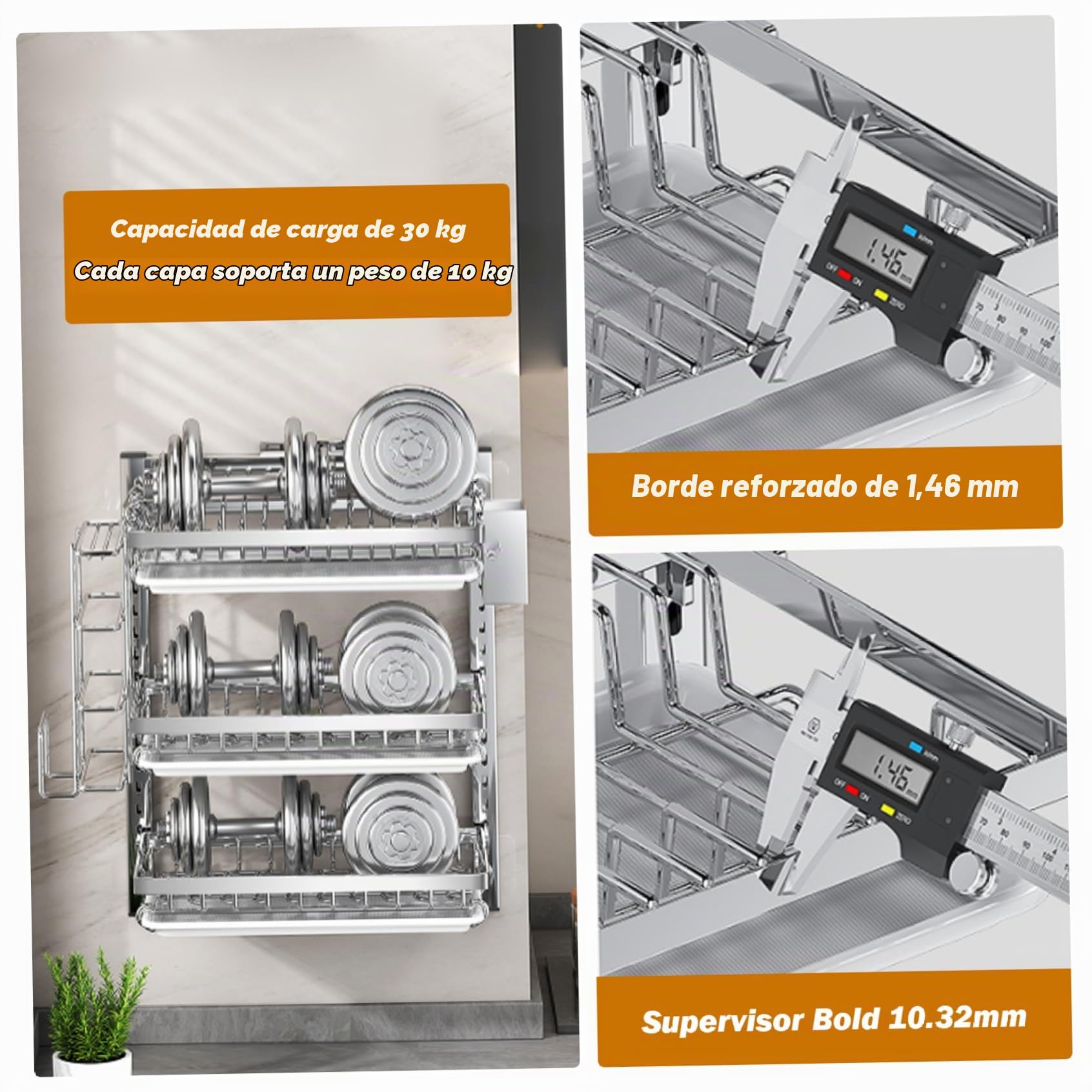 Yeory Artillo de Secado de Platos montados en la Pared, Estante de Secado de Plato de Acero Inoxidable de 3 Niveles, Estante de Secado para Platos Colgantes, lavador de Platos de Montaje en la Pared