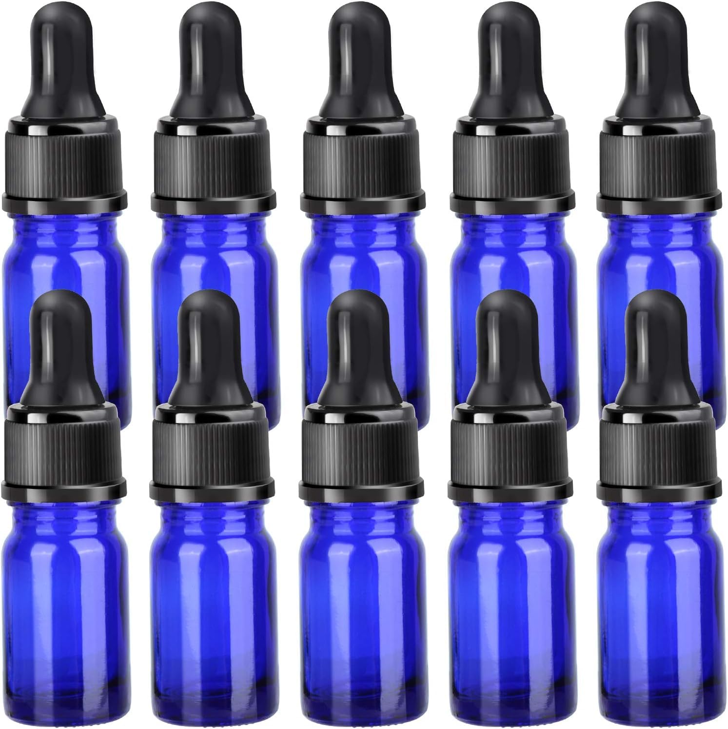 HOOWDAMY 遮光瓶 スポイト 5ml 遮光ビン 10本 アロマオイルボトル 精油ボトル スポイト付き遮光瓶 ガラス製 アロマ容器 遮光スポイト瓶 アロマ瓶 精油瓶 精油小分け アロマオイル 小分け(青色)