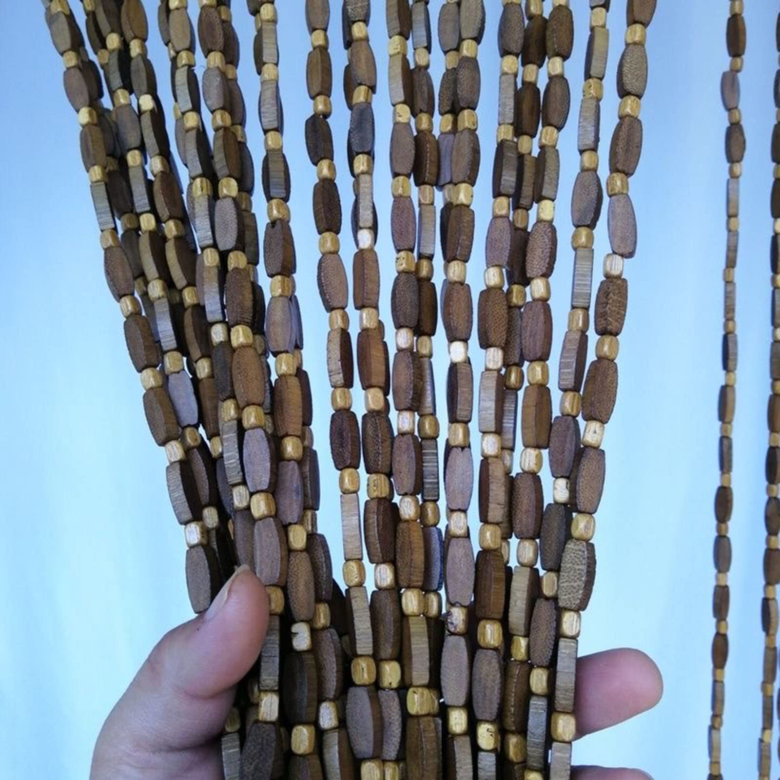 Rideau de séparation de pièce fait à la main avec perles en bois pour salon, cuisine, balcon - Taille personnalisée (50 stra 100 x 120 cm)