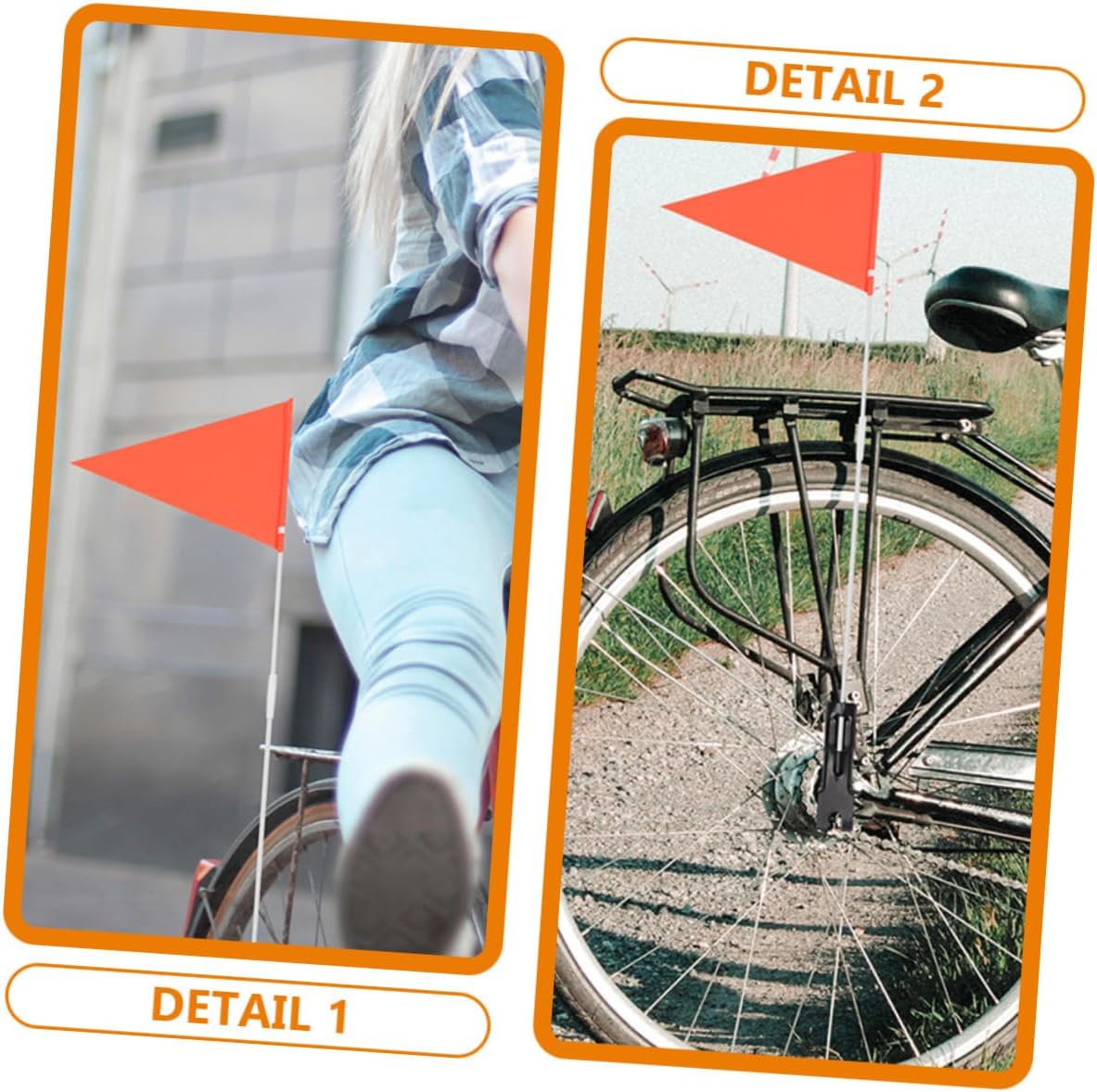VICASKY 2 Sets Bicycle Safety Flags Poles Sturdy Multi-Color Warning Flags for Enhanced Visibility for Cyclists and Bike Accessories