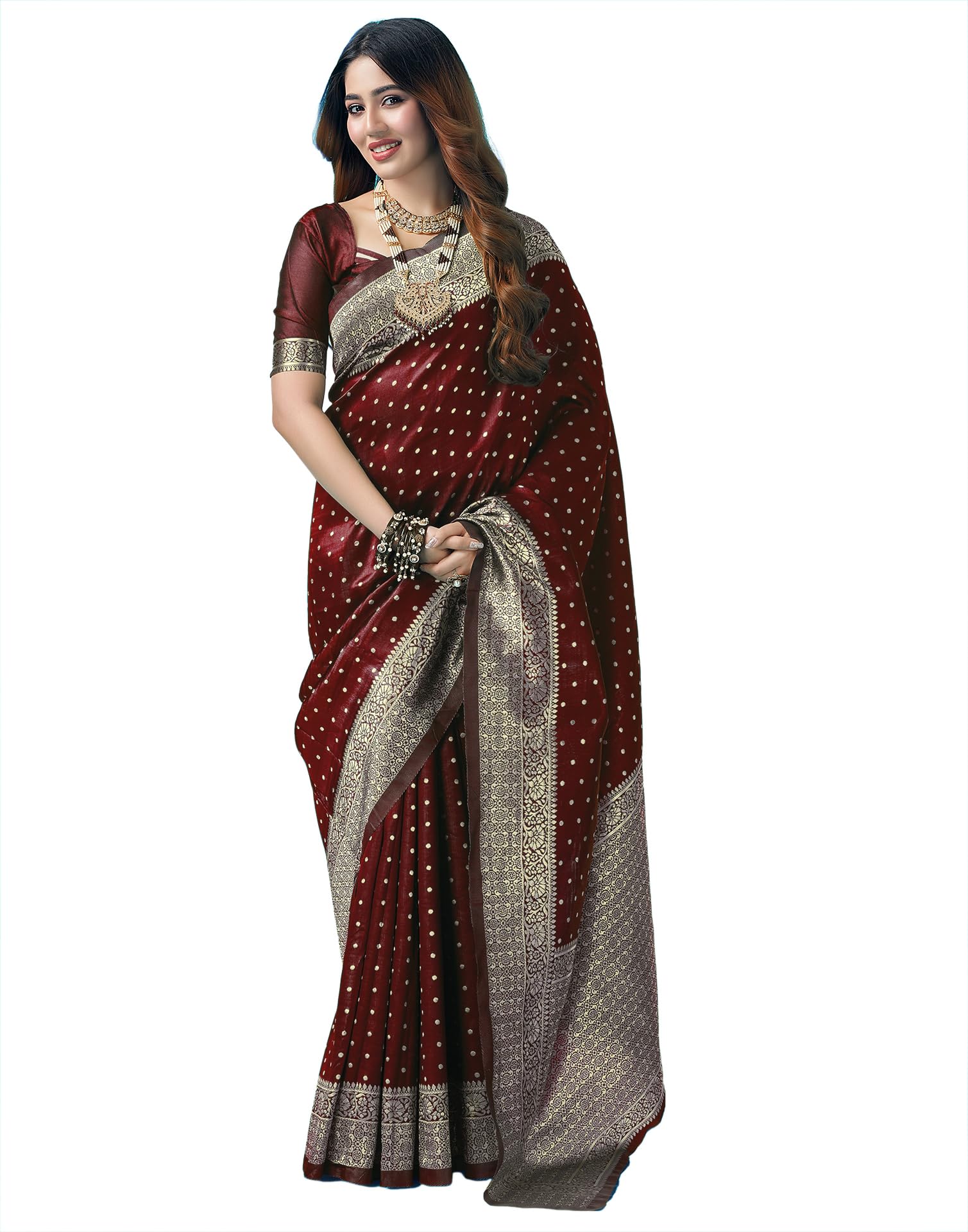 SIRILWomen's Art Silk Banarasi Jacquard Saree With Unstitched Blouse Piece