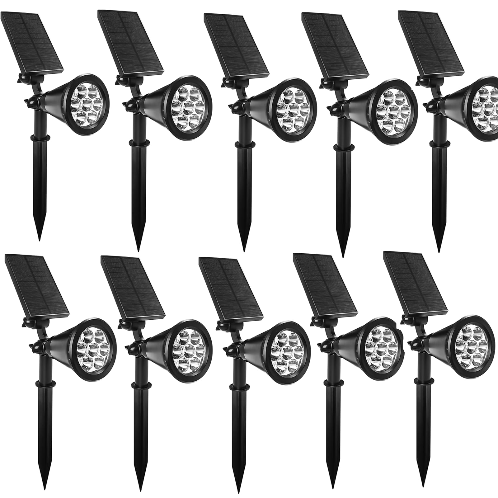 10 Pezzi Faretti Energia Solare da Esterno, RGB Luci da Giardino Esterne Energia Solare con batteria da 1200 mAh, IP65 Impermeabile Lampioncini Solari da Giardino per Cortile,Vialetto,Alberi