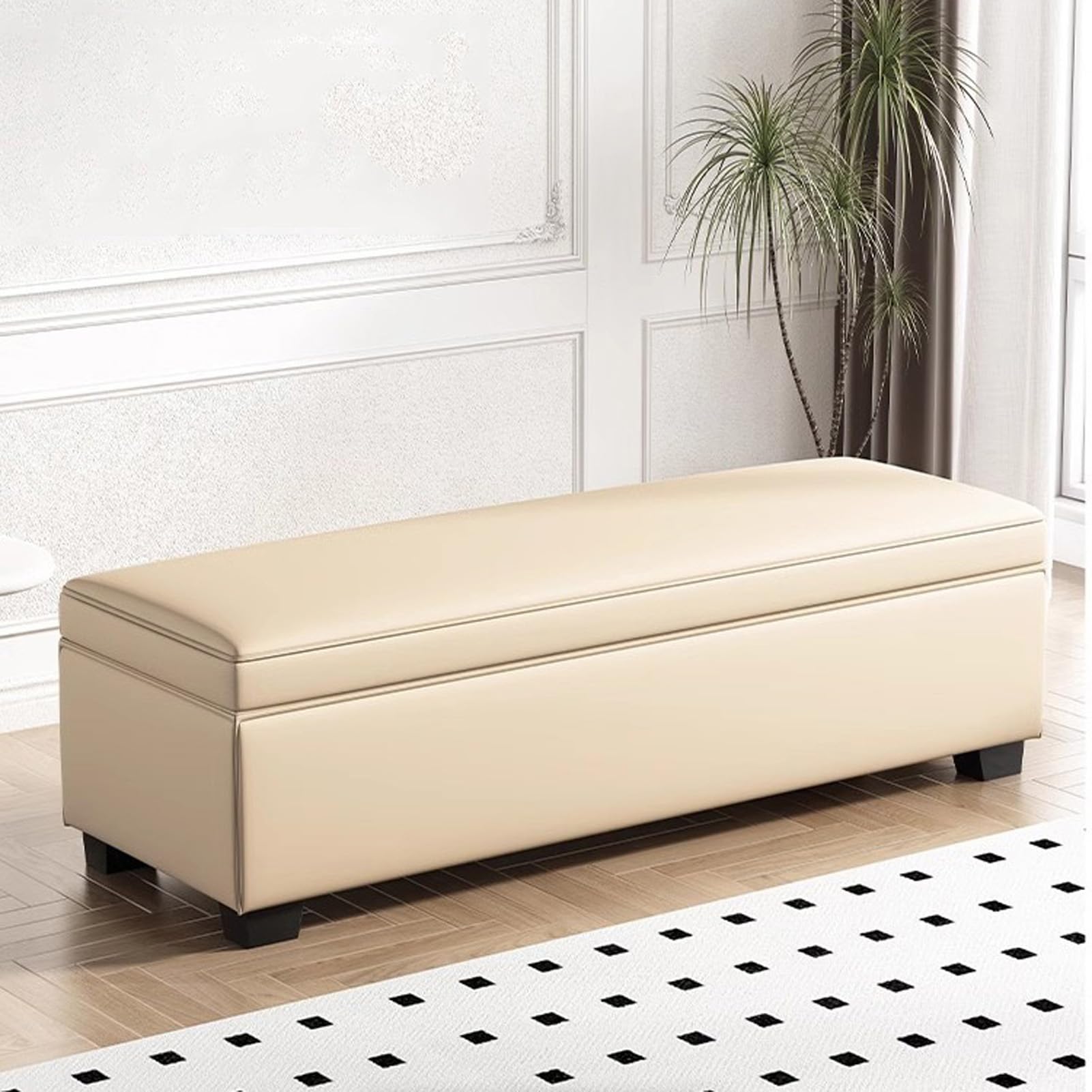 Banc de rangement rembourré pour optimiser une entrée encombrée
