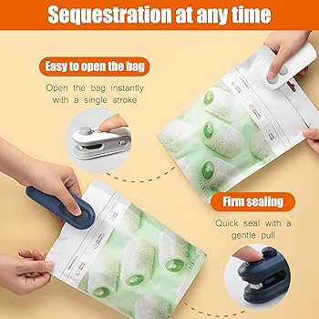 KAQ Bag Sealer Mini, Handheld Bag Heat Vacuum Sealer, 2 In 1 Heat Sealer & Cutter Portable Bag Resealer Machine For Plastic Bags Storage Food Snack Cookies Fresh (Battery Included