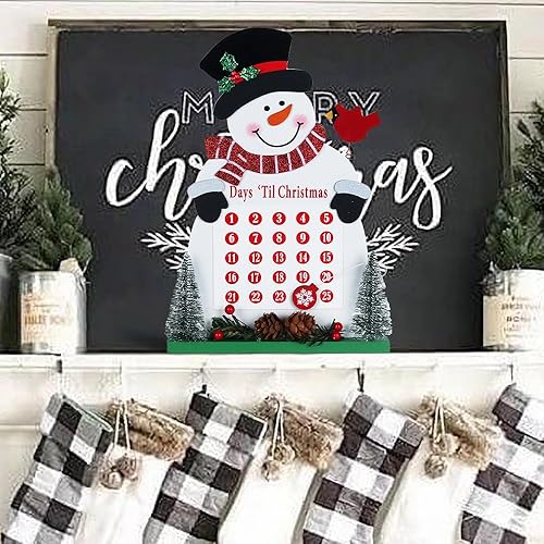 Miniatura 5 de MEETYAMOR Cuenta regresiva de Navidad, camión de madera LED de gran tamaño, decoración de Navidad, letrero rústico de casa de campo, días hasta