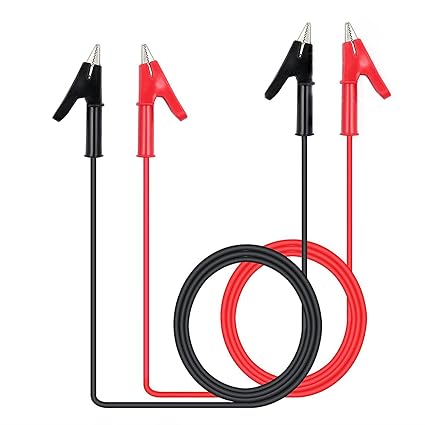 2PCS 1M 15A Dual Ended Alligator Clips Test Lead Cable Alligator Clips to Alligator Clips Test Lead Wire for Testing Black & Red