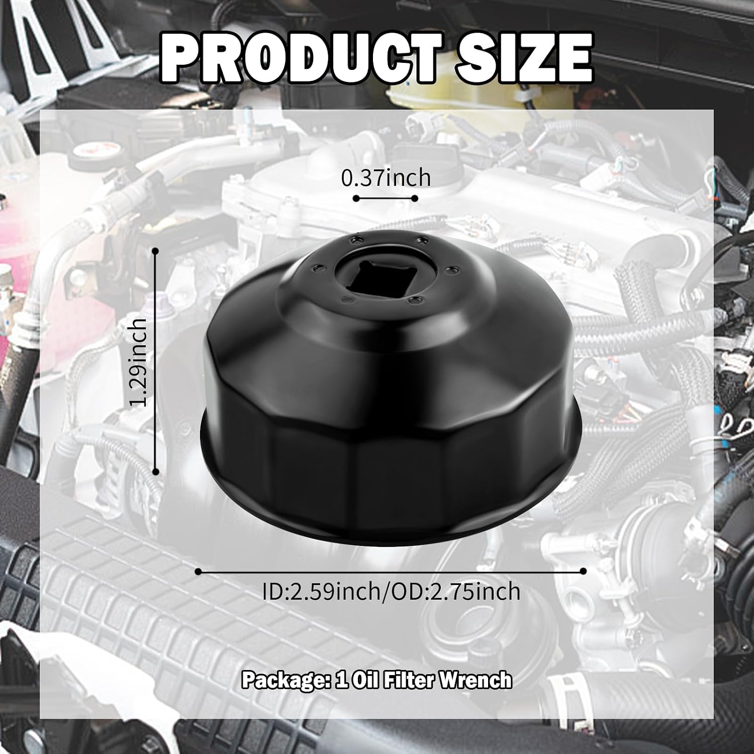UTV Oil Filter Wrench OEM 3084963 2520799,65mm 14 Flutes Oil Filter Removal Tool,Heavy Duty Oil Filter Socket Compatible with Polaris Ranger RZR Sportsman ACE for 2.55'' Oil Filter