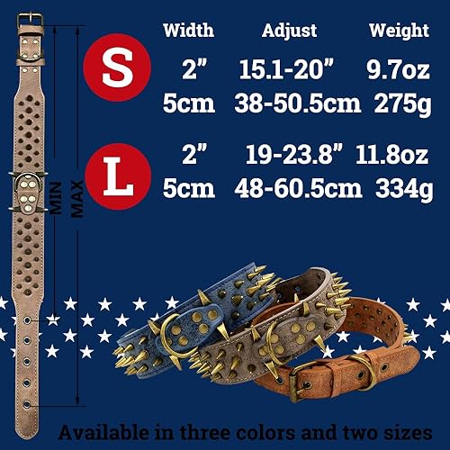 Miniatura 4 de The Mighty - Collar grande con tachuelas para perro, protege el cuello de tu perro de mordeduras, duradero y elegante, para perros grandes (gris S)