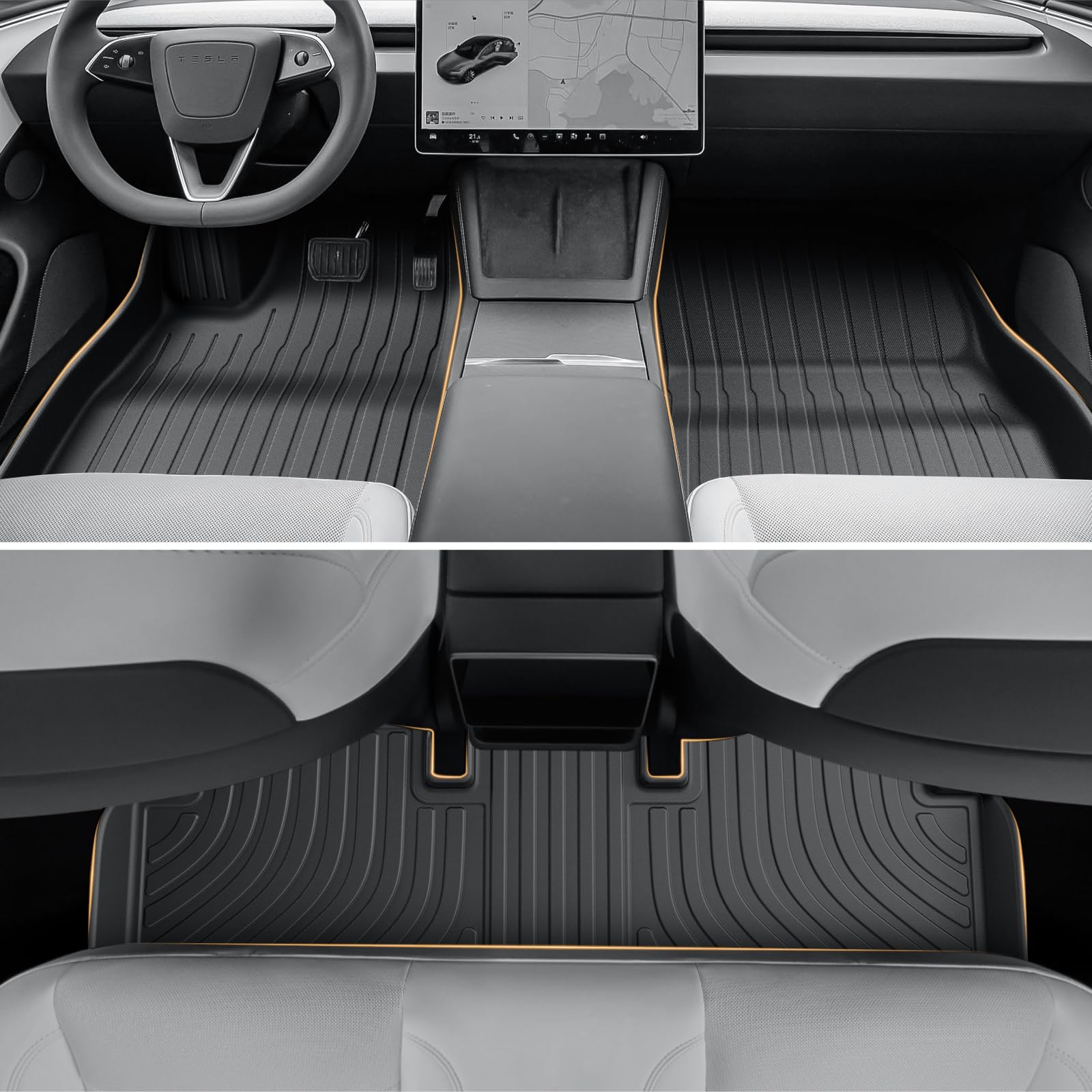 ECOZEN Alfombrillas Tesla Model 3 Highland 2024-2026 de Goma para Coche, 3D Alfombrillas para Model 3 de TPE para coche Antideslizantes, talonera de Goma Reforzada de fijación para todo tipo de climas