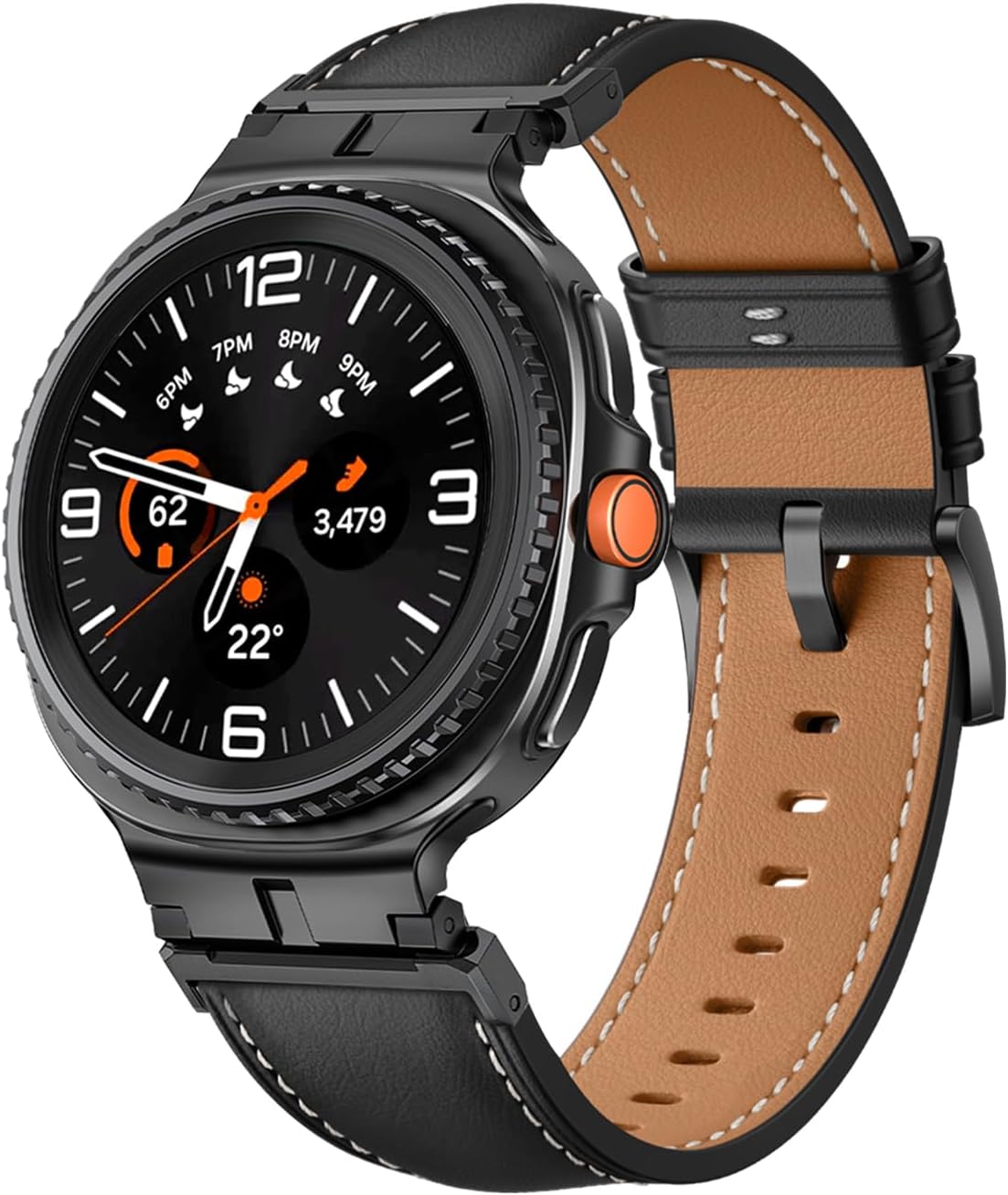KnFISH Leather Band for Samsung Galaxy Watch 8 40mm 44mm Galaxy Watch 8 Classic 46mm Bands– 22mm Width Genuine Leather Samsung Watch 8 Wrap Fashion Light Galay Watch 8 Strap for Men