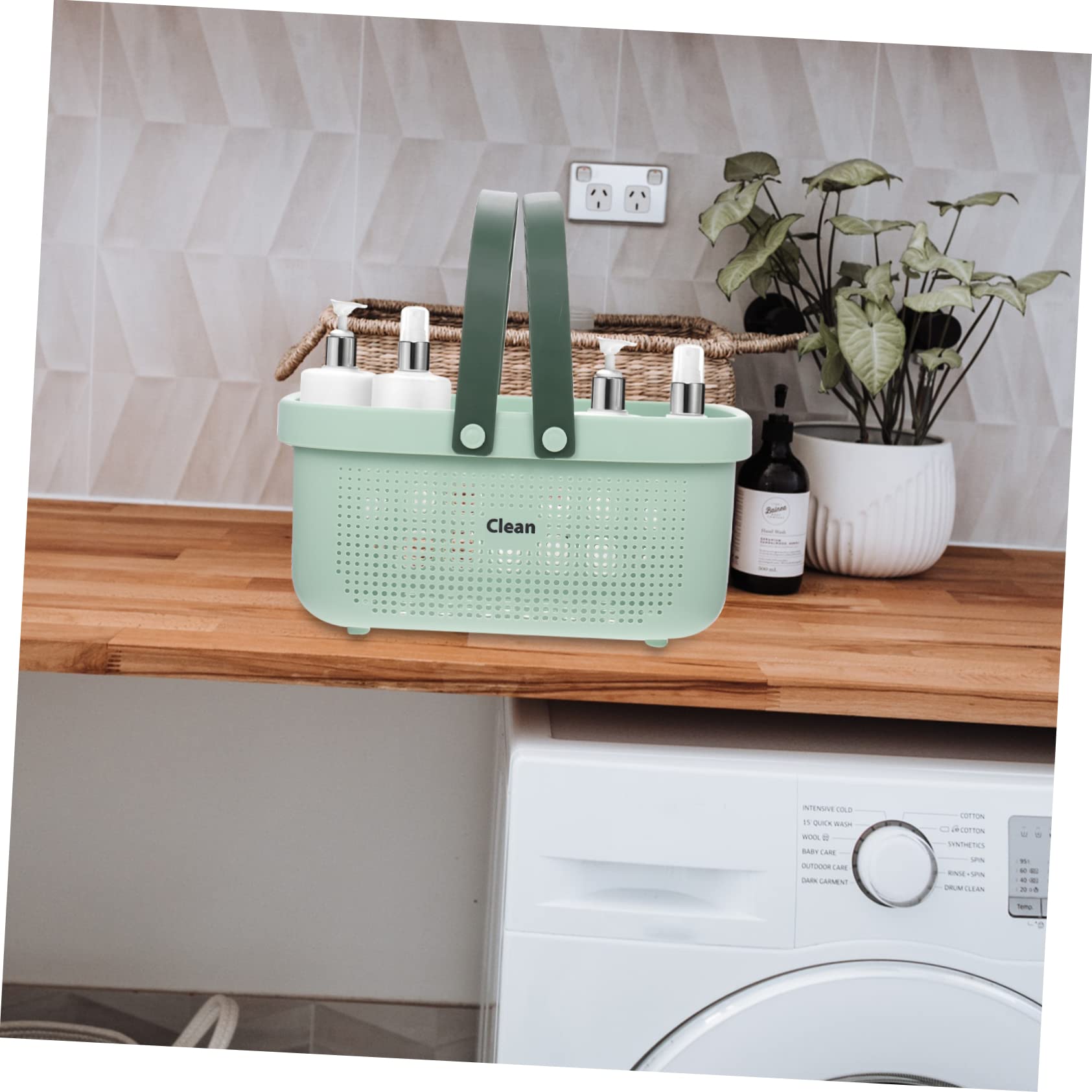 FOMIYES Cesta Portátiles Baño Diseño Hueco de Gran Capacidad y Asas Ligera Organizar para Productos de Limpieza en Cocina Dormitorio y Ducha