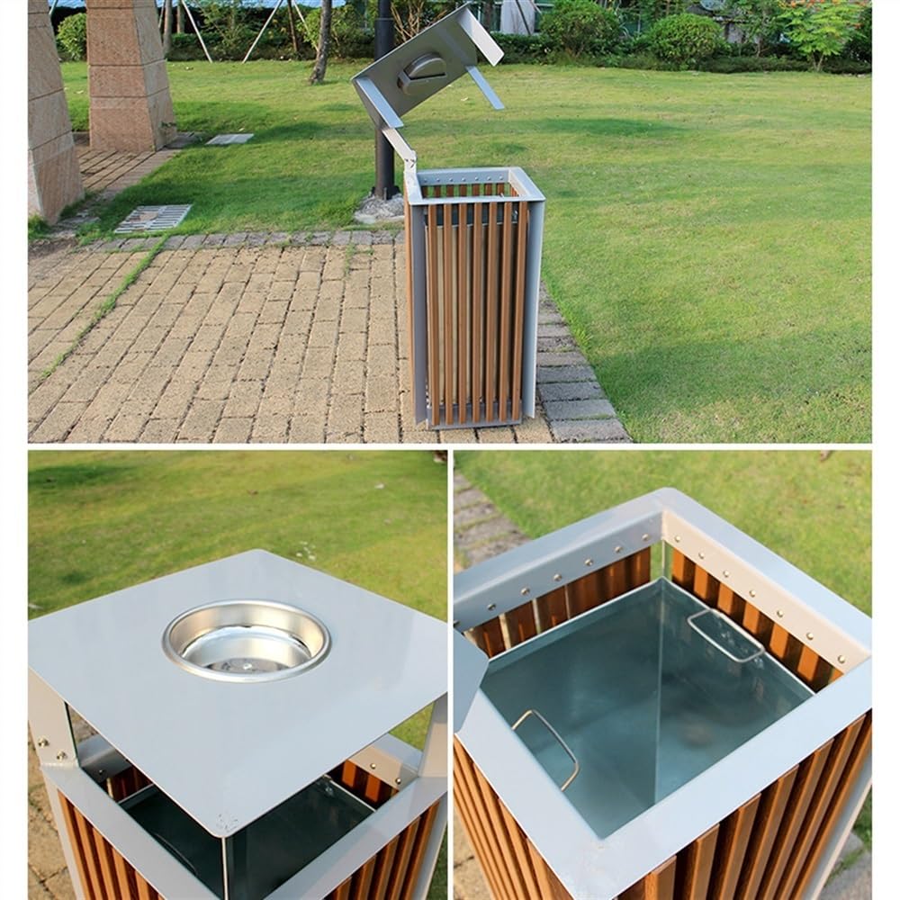 Outdoor Trash Can komercyjny kosz na śmieci, metalowy pojemnik do recyklingu do użytku na zewnątrz z wyjmowanym pojemnikiem wewnętrznym, pojemnik na śmieci