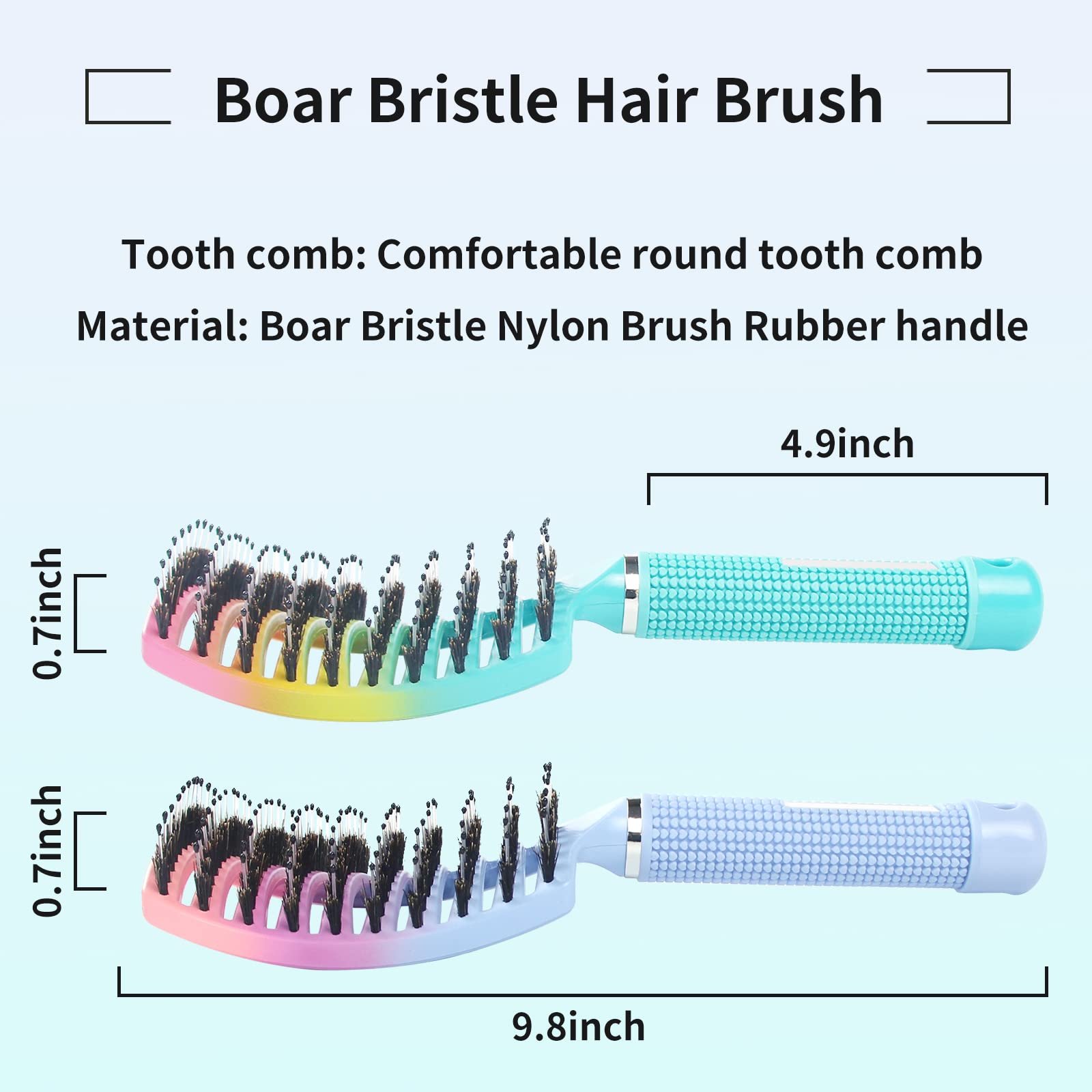 Paquete de 2 cepillos desenredantes para sacar nudos sin dolor, añade brillo y hace que el cabello sea suave, cepillo de cerdas de jabalí desenredante para adultos y niños, cabello húmedo o seco