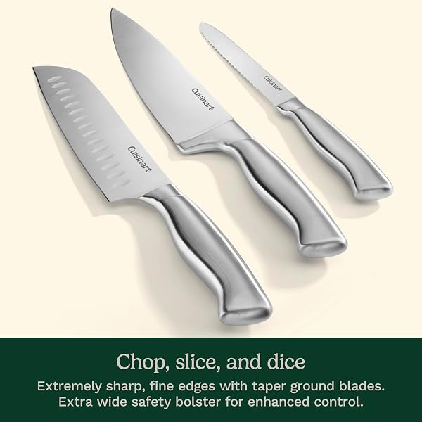 Cuisinart Stainless Steel Hollow Handle 15-Piece Cutlery Block Set, Kitchen Knife Set with Steel Blades for Precise Cutting, Durable Knives with Ergonomic Handles, C77SS-15PK - 3