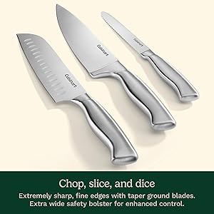 Cuisinart Stainless Steel Hollow Handle 15-Piece Cutlery Block Set, Kitchen Knife Set with Steel Blades for Precise Cutting, Durable Knives with Ergonomic Handles, C77SS-15PK