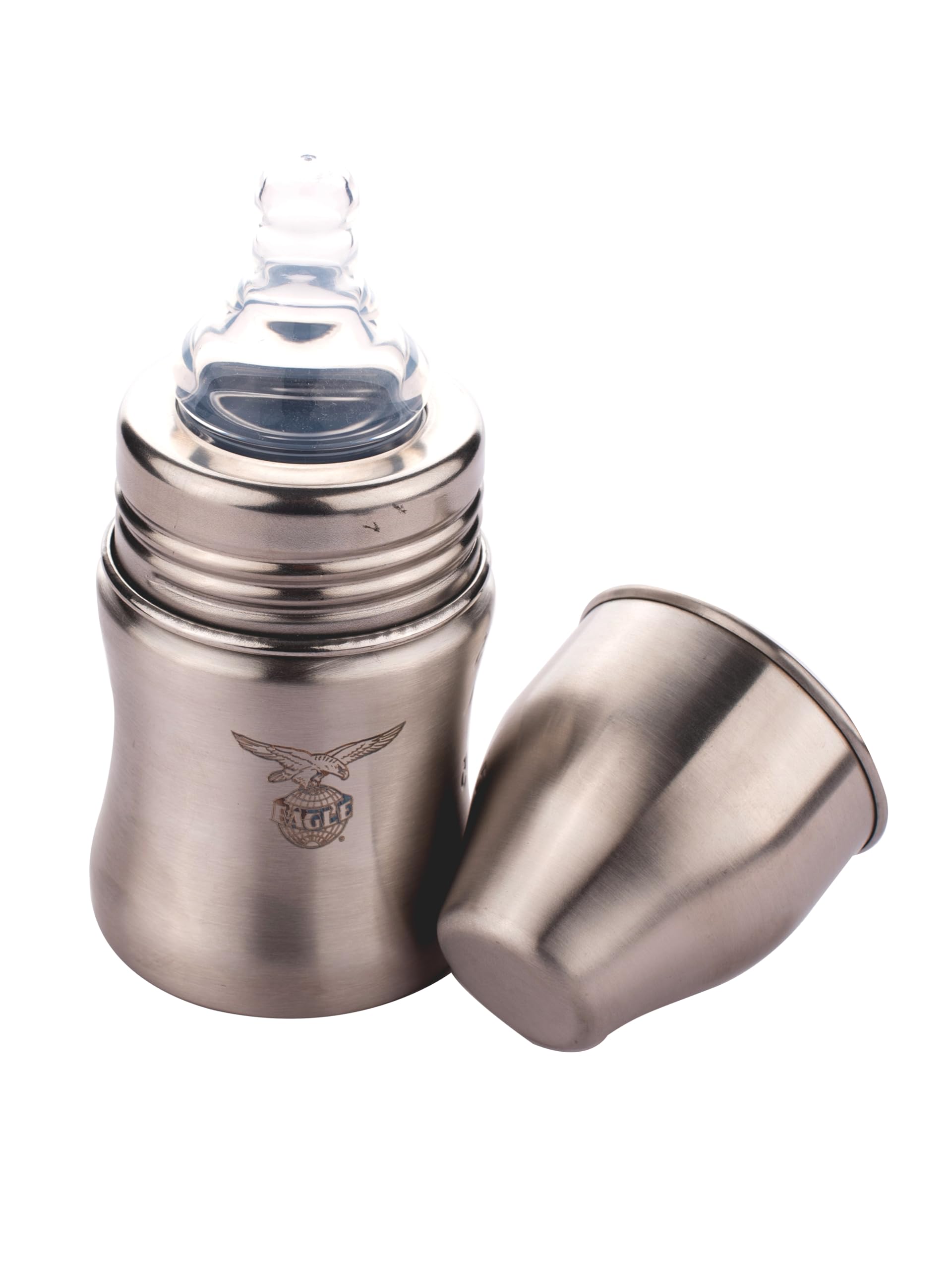 Eagle KIDO Care Stainless Steel Feeding Baby Bottle, BPA Free Anti Colic, Made of SS304 Steel - 150 ml-image-48