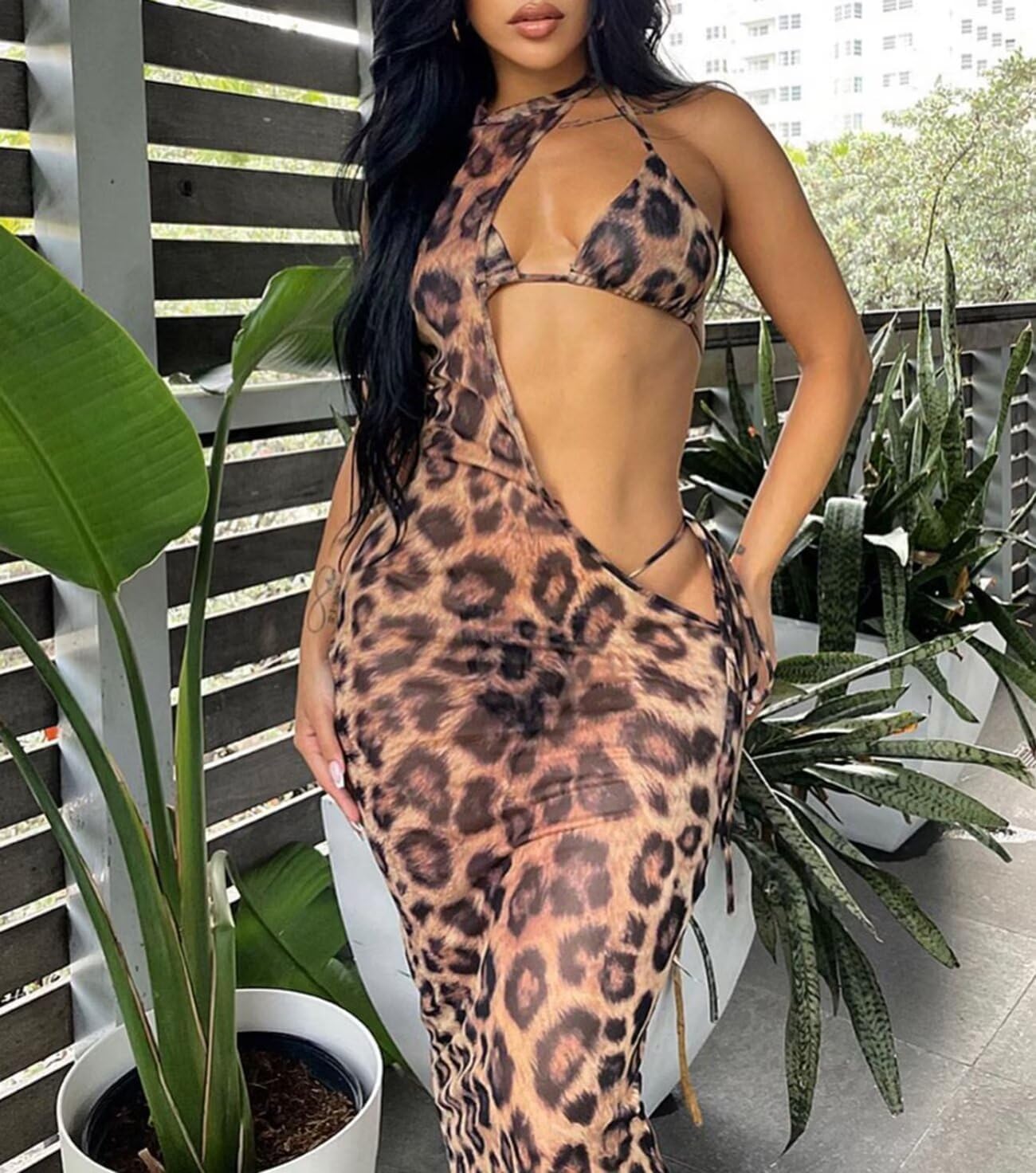 Ryehack Sexy 3 Piece Swimsuits for Women Thong Bikini Sets Cover Up Sheer Mesh Maxi Dress Cruise Beach Vacation Clothes - Image 5