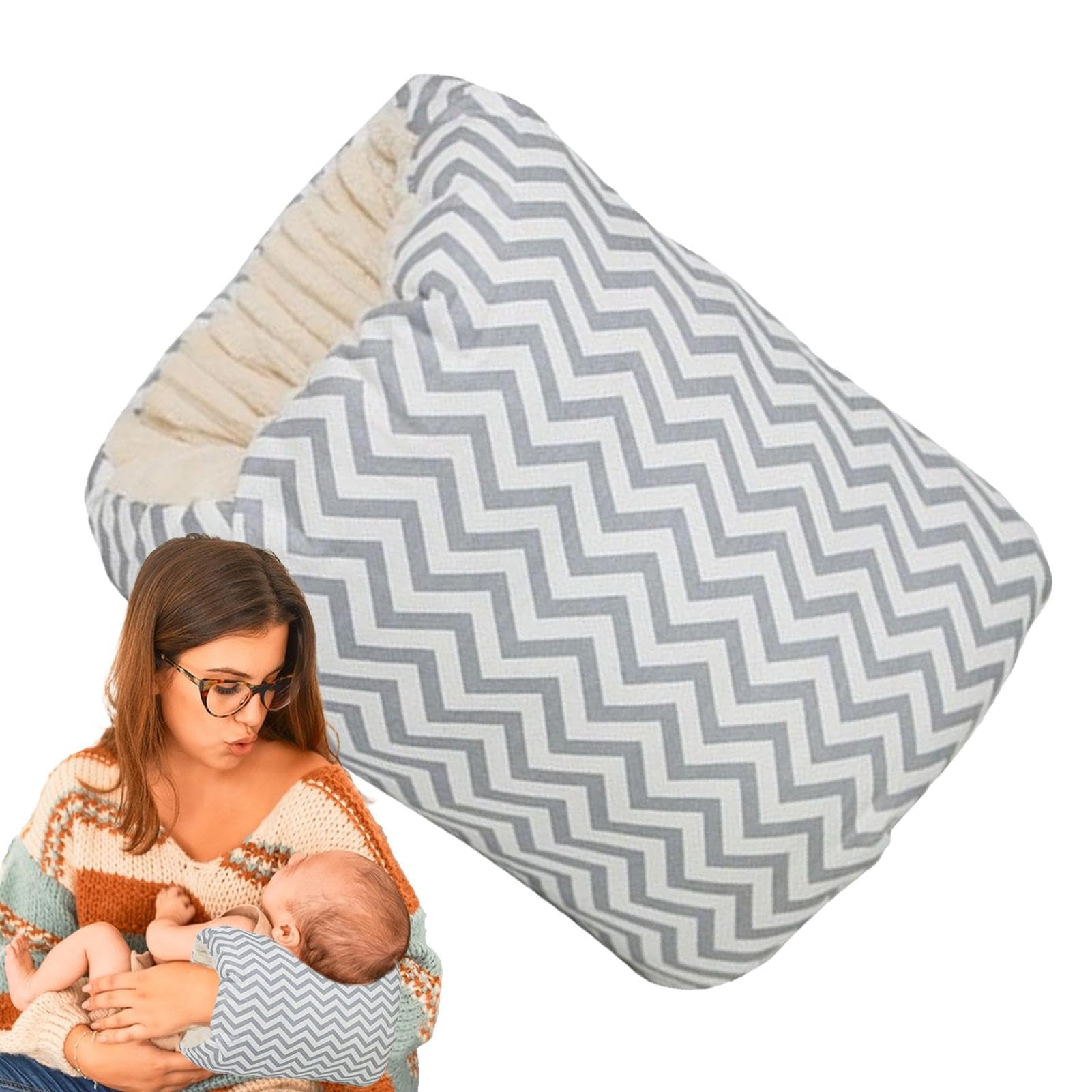 Huvqianu Cozy Cradle Pillow,Anti-Spitting Support Head Nursing Pillow | Soft Comfortable Washable Pillow with Arm for, Breastfeeding, Travel, Mom, Kids