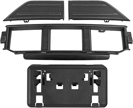 Front Bumper Grille W/Front Bumper Guards Pads& License Plate Frame Bracket | Compatible with Ford F-150 2021-2023 Lower Center Cover Spacer Panel Replaces# ML3Z17B968BA ML3Z17B968BB