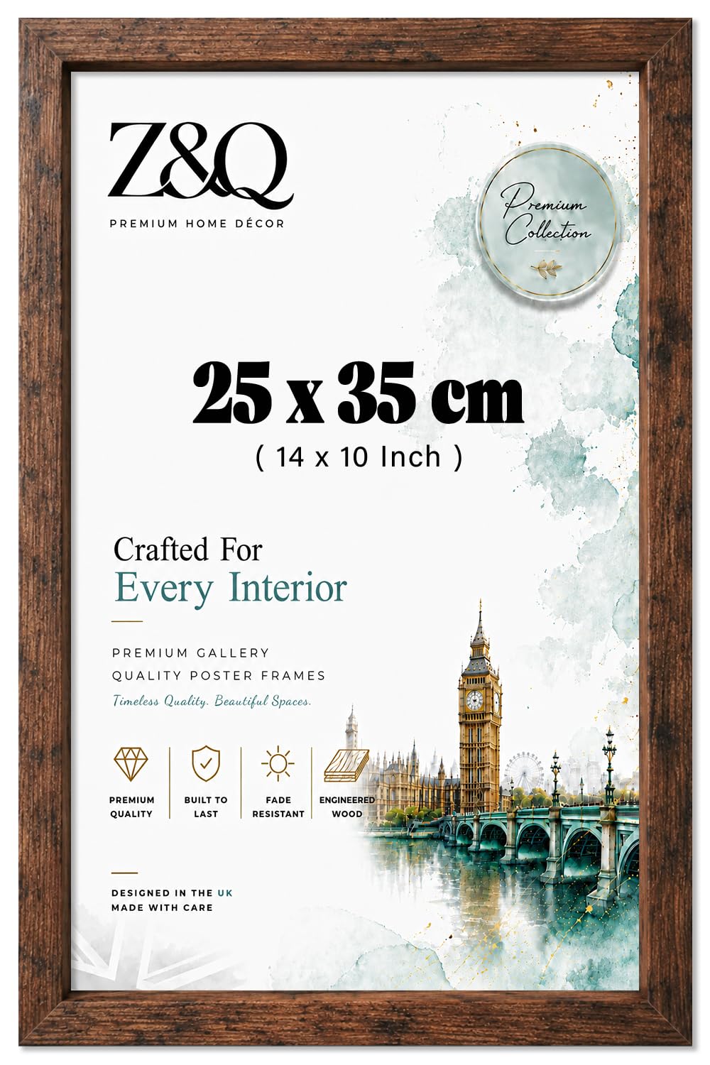 Z&Q - Strong MDF Wood (25 x 35 CM) Poster/Picture Frame | Home Décor 14 x 10 Inch Wall Gallery and Art [ Rustic ]