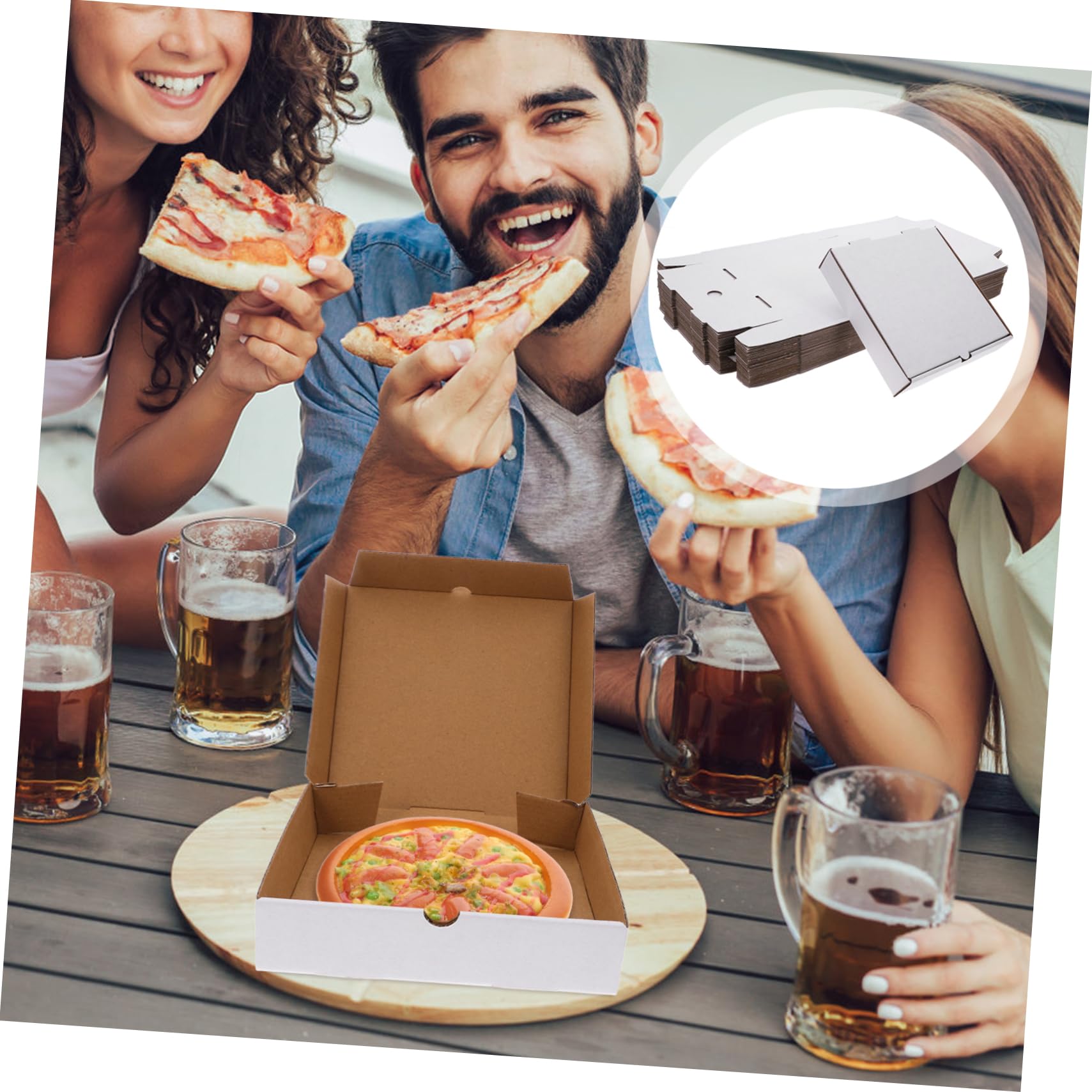 Scatole Pizza Bianche in Carta Kraft Ondulata 30 Pezzi | Contenitori Pieghevoli per Asporto, Uso Forno, Confezione per Pizza, Torta e Biscotti da 7 Pollici