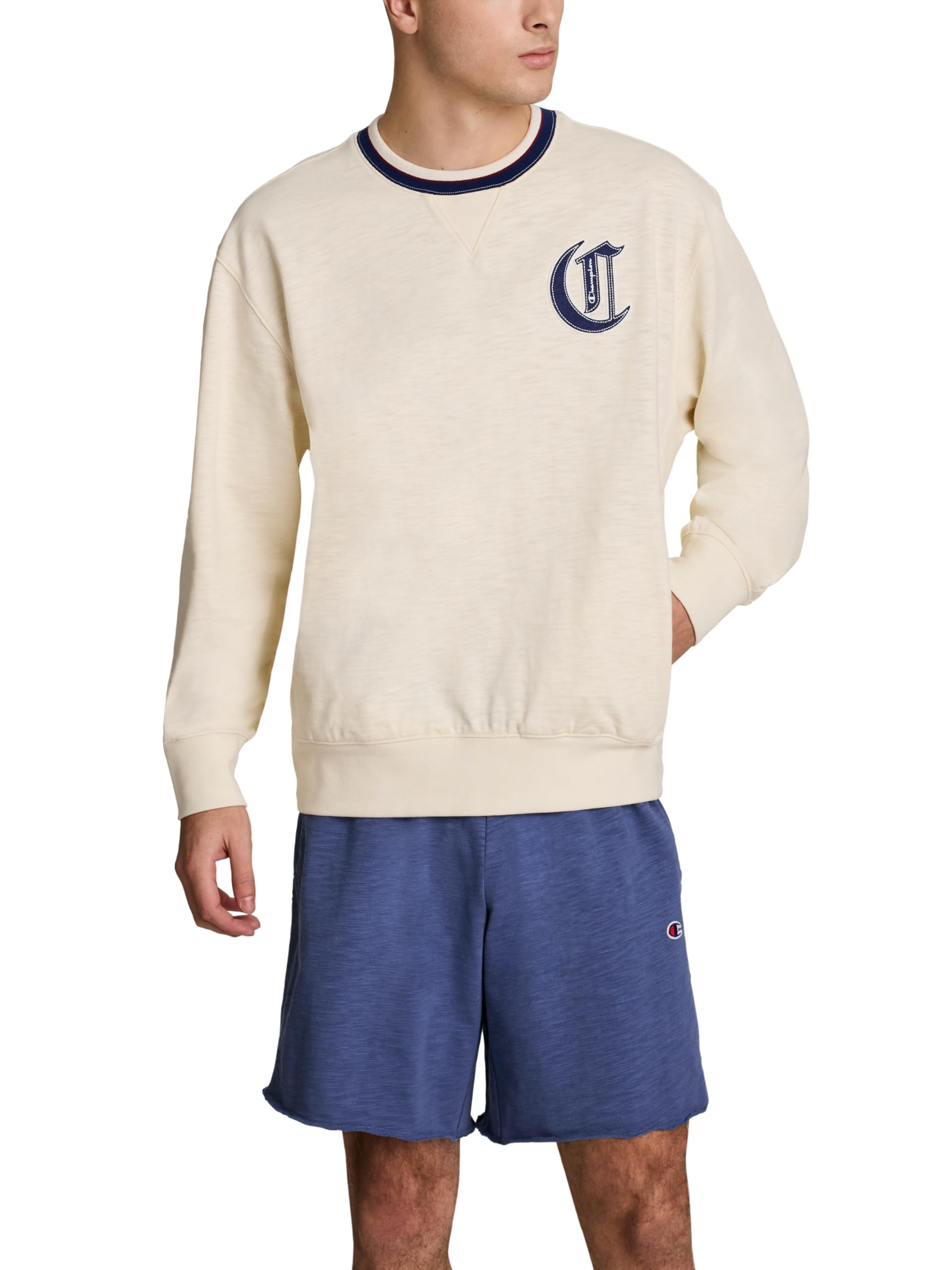 Men's Modern Retro 100% Washed Cotton Crewneck Sweatshirt, Standard Fit