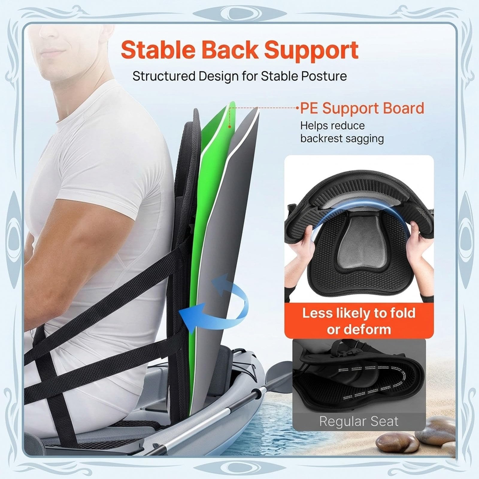 Seggiolino SUP, Ammortizzazione Morbida Seduta SUP, Facile da Installare Gadget SUP Compatibile con La Maggior Parte delle Imbarcazioni