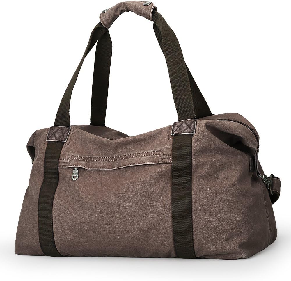 Muzee Oversized Classic Vintage Canvas Travel Duffel Hand Bag Weekender Bag Travel Tote Luggage for men or women (Coffee)
