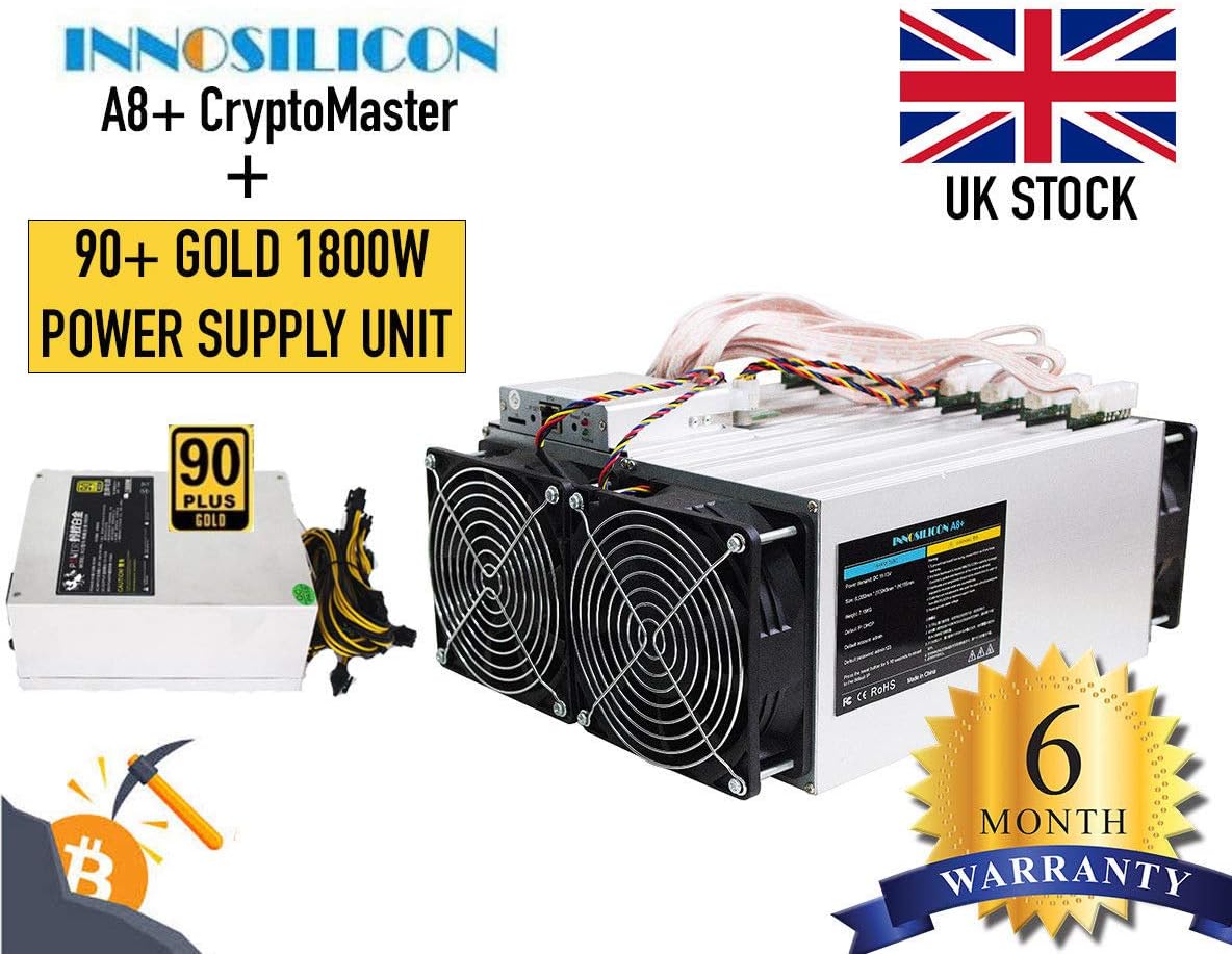Innosilicon A8+ CryptoMaster 240KH/s Miner + 1800W Power Supply 90+ Gold
