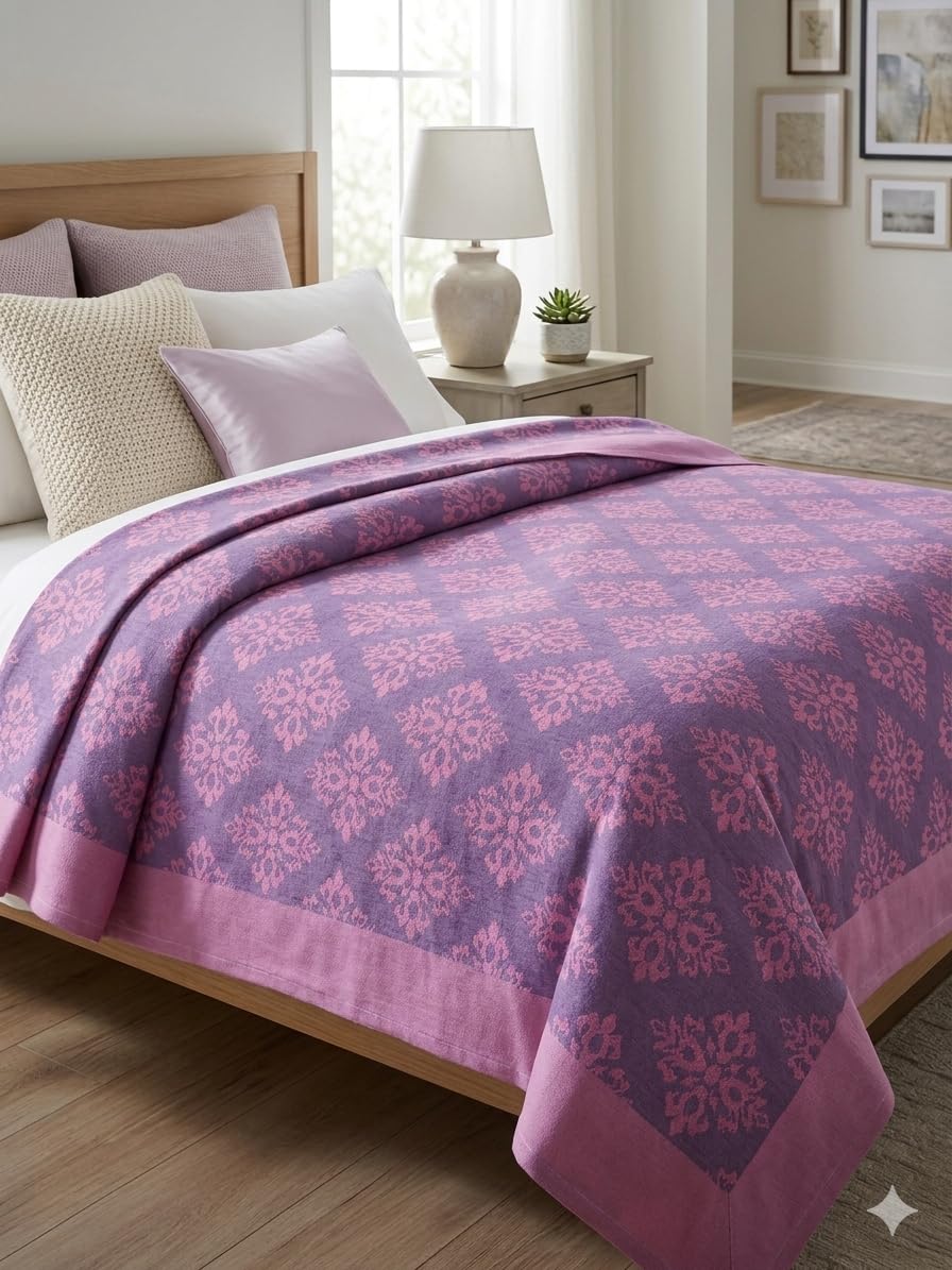 Pure Cotton Chennimalai Leo Bedsheet/Blanket Queen Size (60x90 Inches) | Multicolor Handloom Bedspread | Traditional South Indian Cotton Sheet for All Seasons (1)-image-49