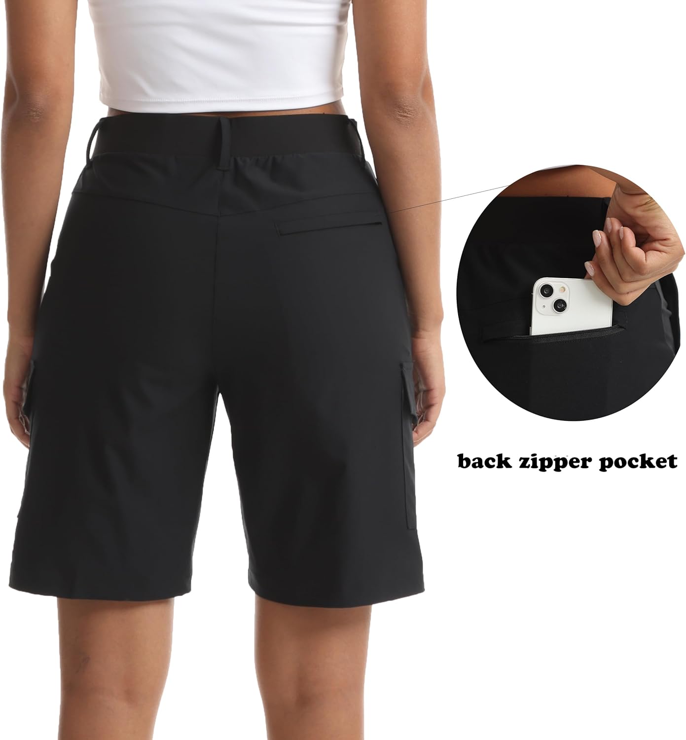 Women's Lightweight Hiking Cargo Shorts for Running Athletic Camping Travel Golf - Water Resistant with 5 Pockets - Image 4