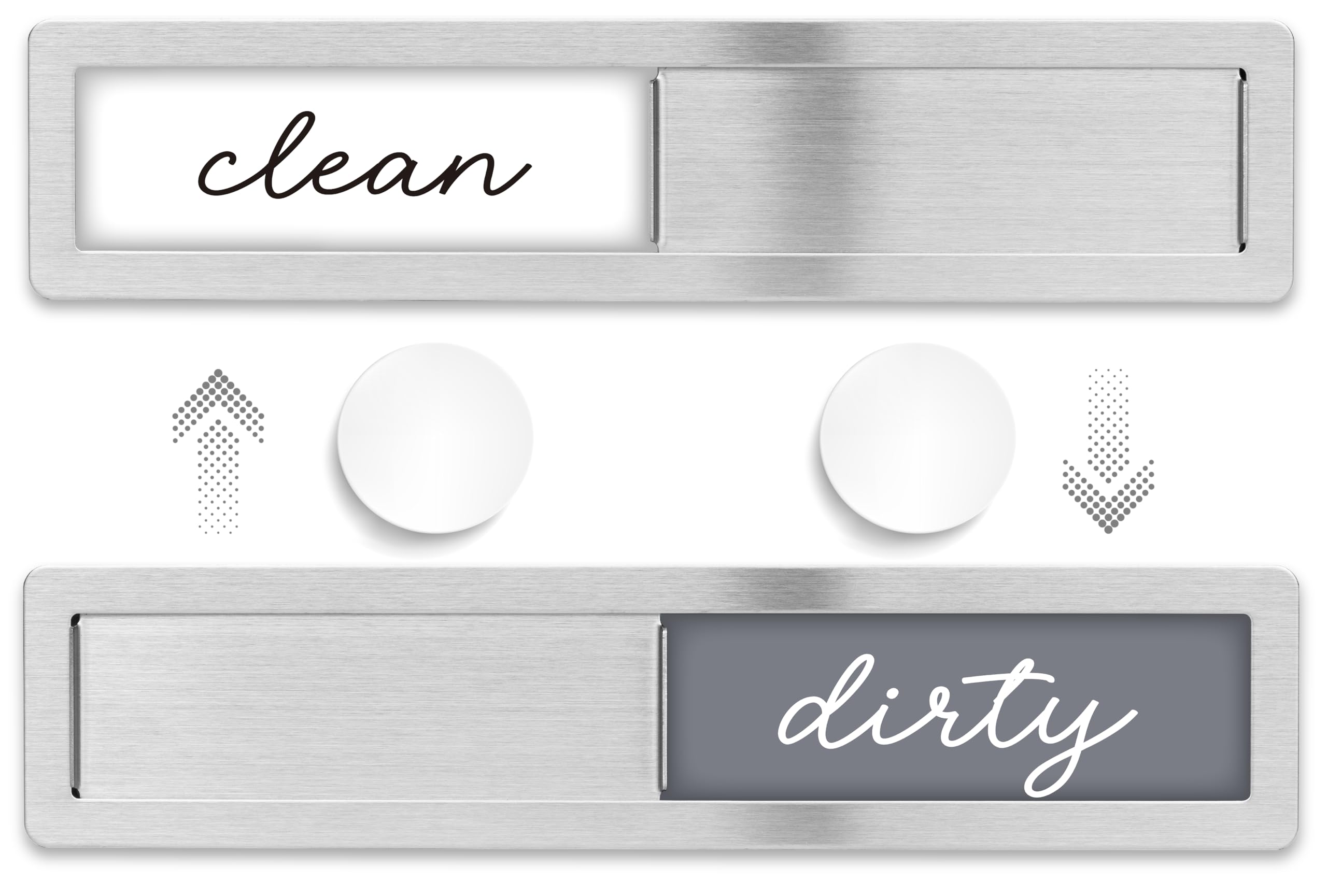 Magnete per lavastoviglie con scritta "Clean Dirty", in acciaio inox, con scritta "Clean Dirty" (lingua italiana non garantita), cartello magnetico pulito/sporco che dice pulito e sporco