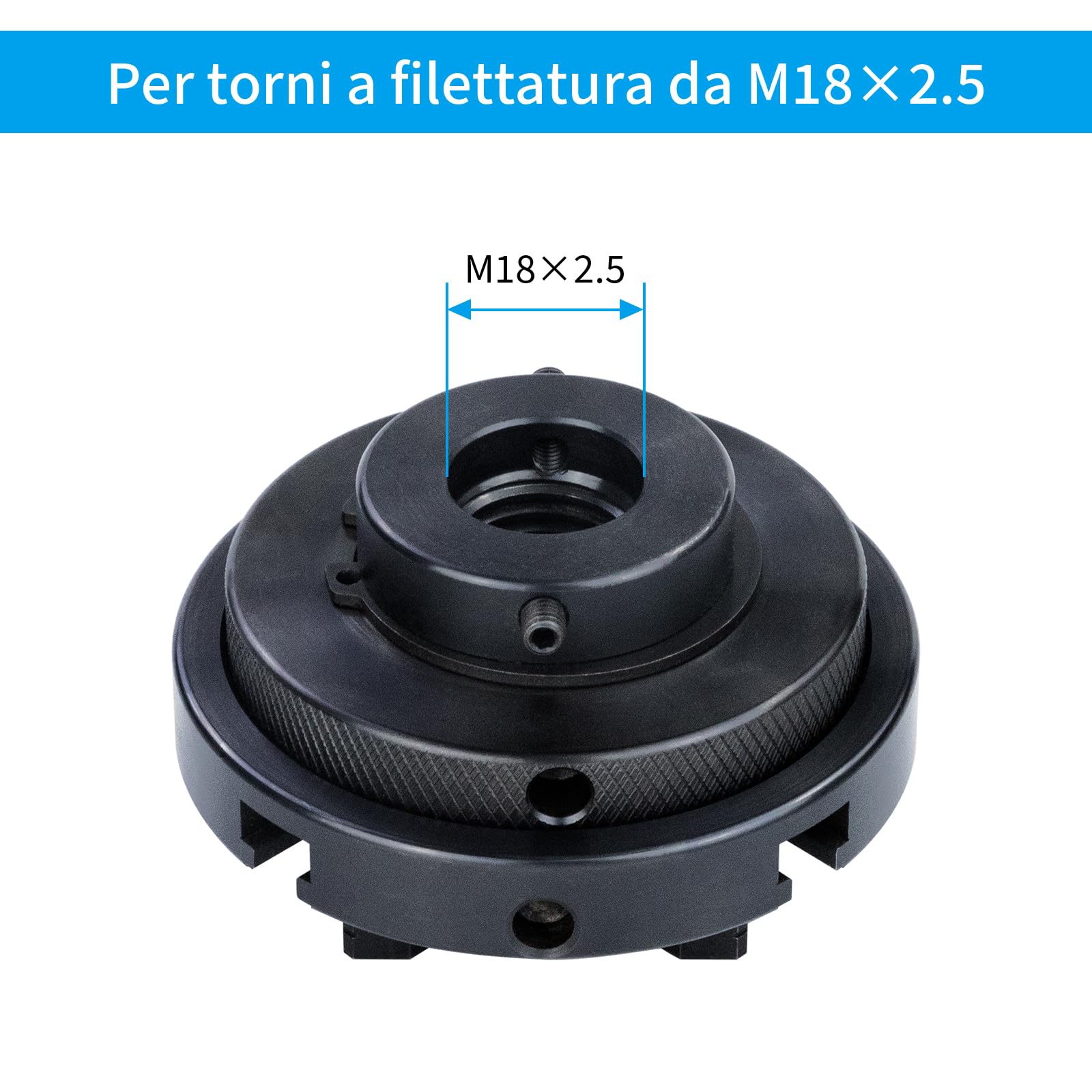 Mandrino per Tornio Professionale in Metallo Dimensioni 100mm Mandrino per Tornio a 4 Ganasce M18X2.5 per Legno