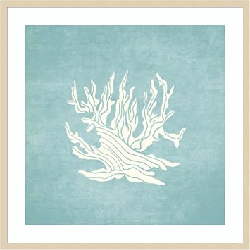 Amanti Art Framed Wall Art Print 33x33 Coral by Emel Tunaboylu, Beach Wall Art, Coastal Decor, Large Poster Painting Artwork for Living Room, Bedroom, Bathroom, Kitchen, Office or Business Model#