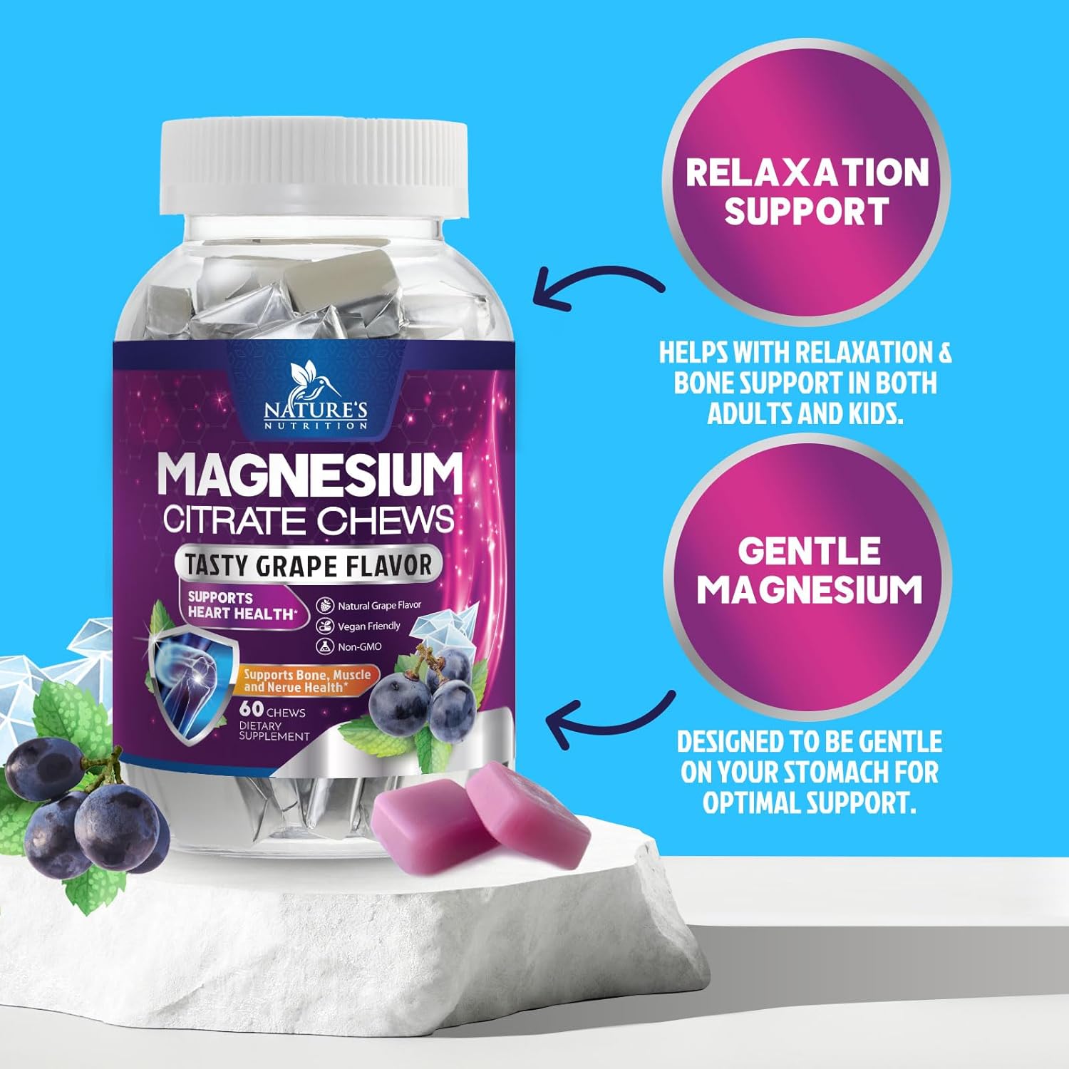Magnesium Citrate Chews Supplement - High Absorpt Magnesium Gummies