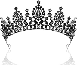 Black Crown and Tiara for Women Girls, Crystal Gothic Princess Tiara Queen Crown, Rhinestone Headbands Royal Diadem for Wedding Birthday Halloween Cosplay Prom Quinceanera Pageant Party Gifts