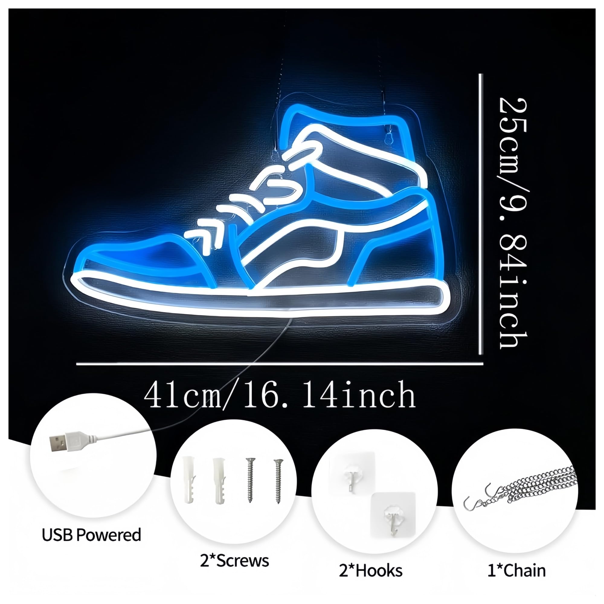 néon signe Enseigne Lumineuse Pour Baskets Pour Une Chambre D'adolescent, Une Caverne, Une Fête, Un Bar, Une Salle De Jeux, Une Décoration Murale 41cmx25cm