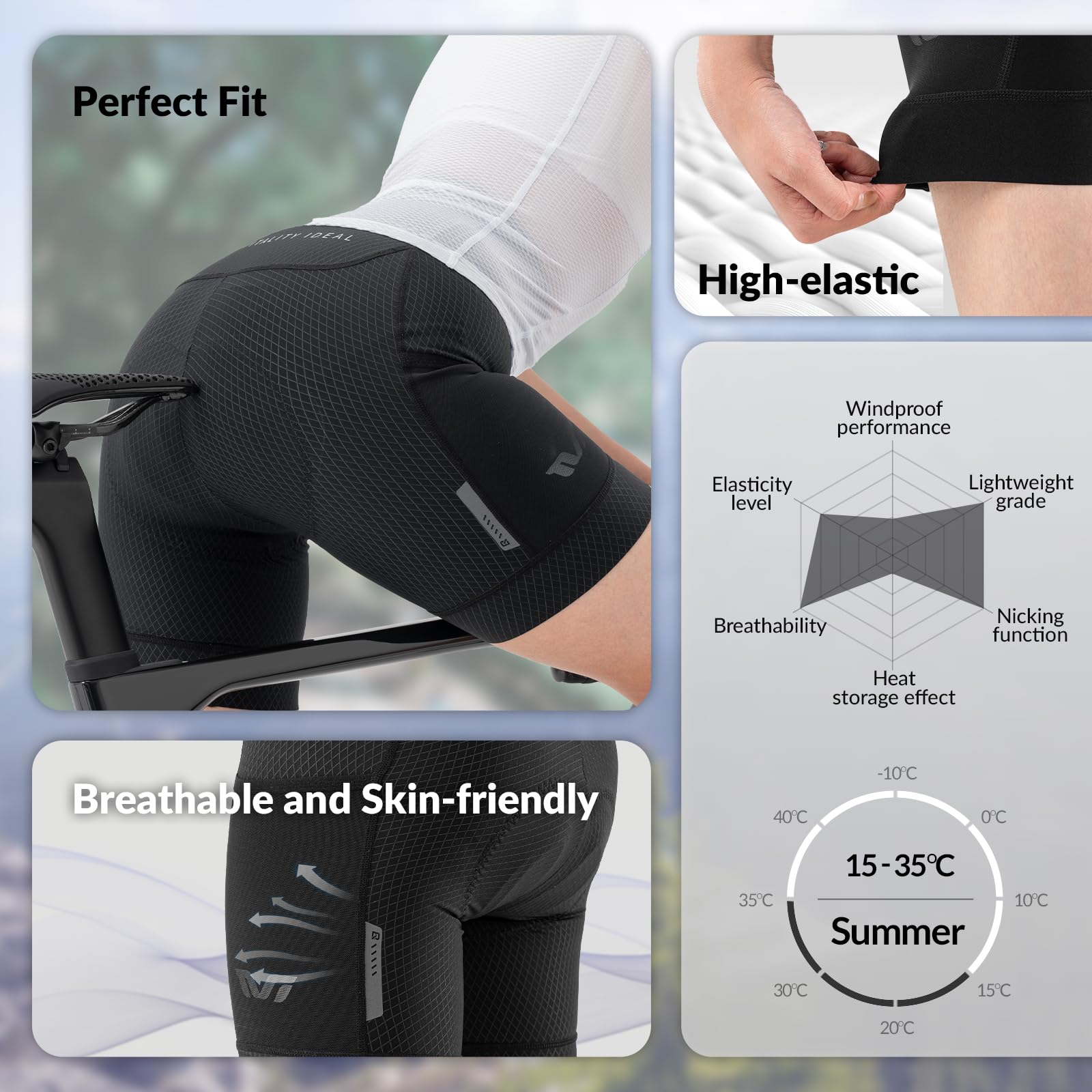 ROCKBROS TVI Pantaloncini Bici Donna Imbottiti, Pantaloni Ciclismo Estivo, Pantaloni Corti Bicicletta Rapida Asciugatura Leggero Traspirante per MTB, Bici da Strada