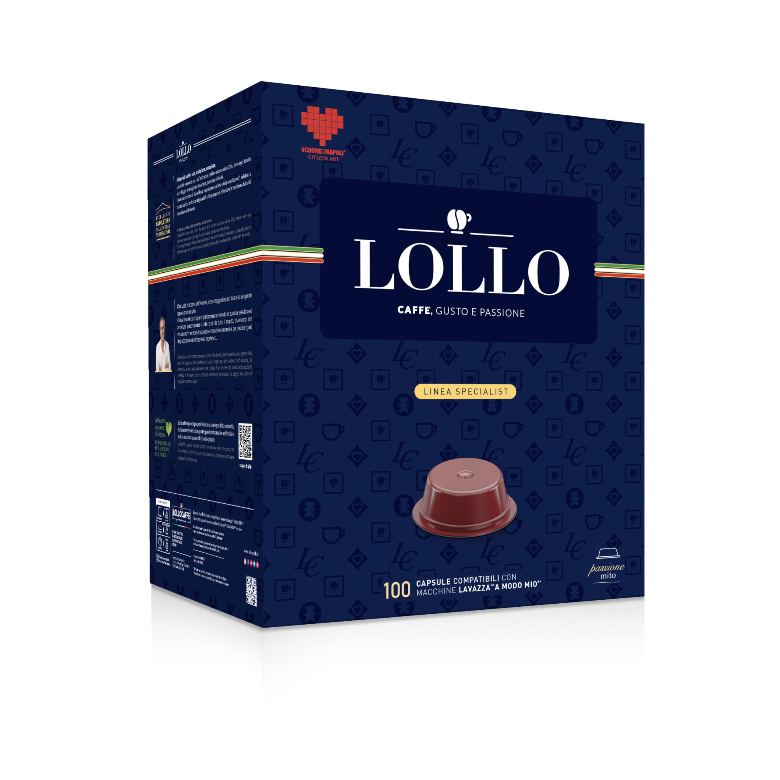 Lollo Caffè PassioneMio* Caja de cápsulas 400 negro mezcla