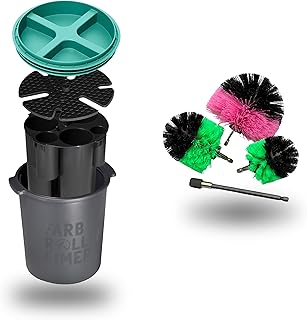Farbeimer mit Deckel inkl. 4-teiligem Reinigungsbürsten-Set - Farbrolleimer Mint zur luftdichten Aufbewahrung für Farbrollen - Hält Farbroller frisch - Nachhaltiger Malerbedarf - Made in Germany