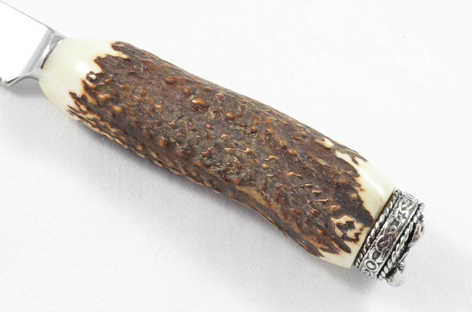 A Genuine Stag Antler Handled Pewter Capped Cake Knife & Server Set Made In Sheffield England