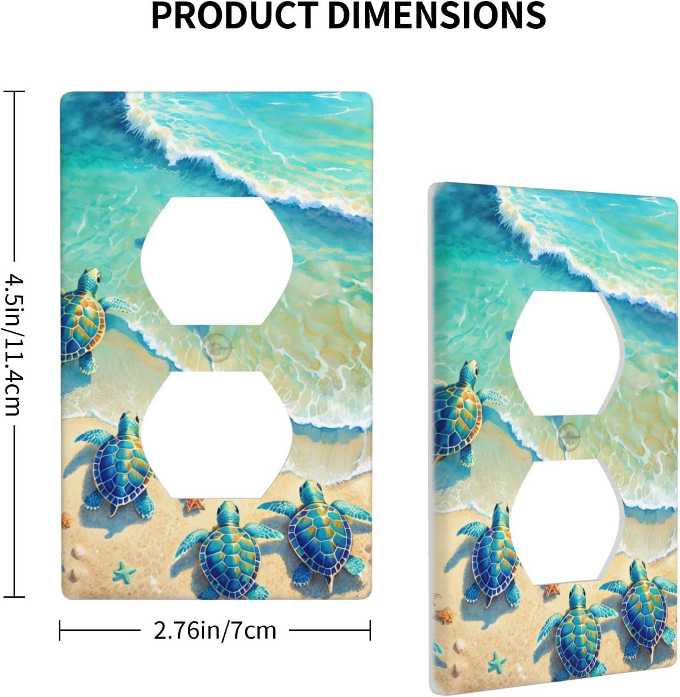 Beach Turtle Outlet Cover Wall Plate Electrical Outlets Switch Plate Decorative Faceplate for Bathroom Bedroom Kitchen Room Decor Wallplate 4.5 x 2.76 Inch