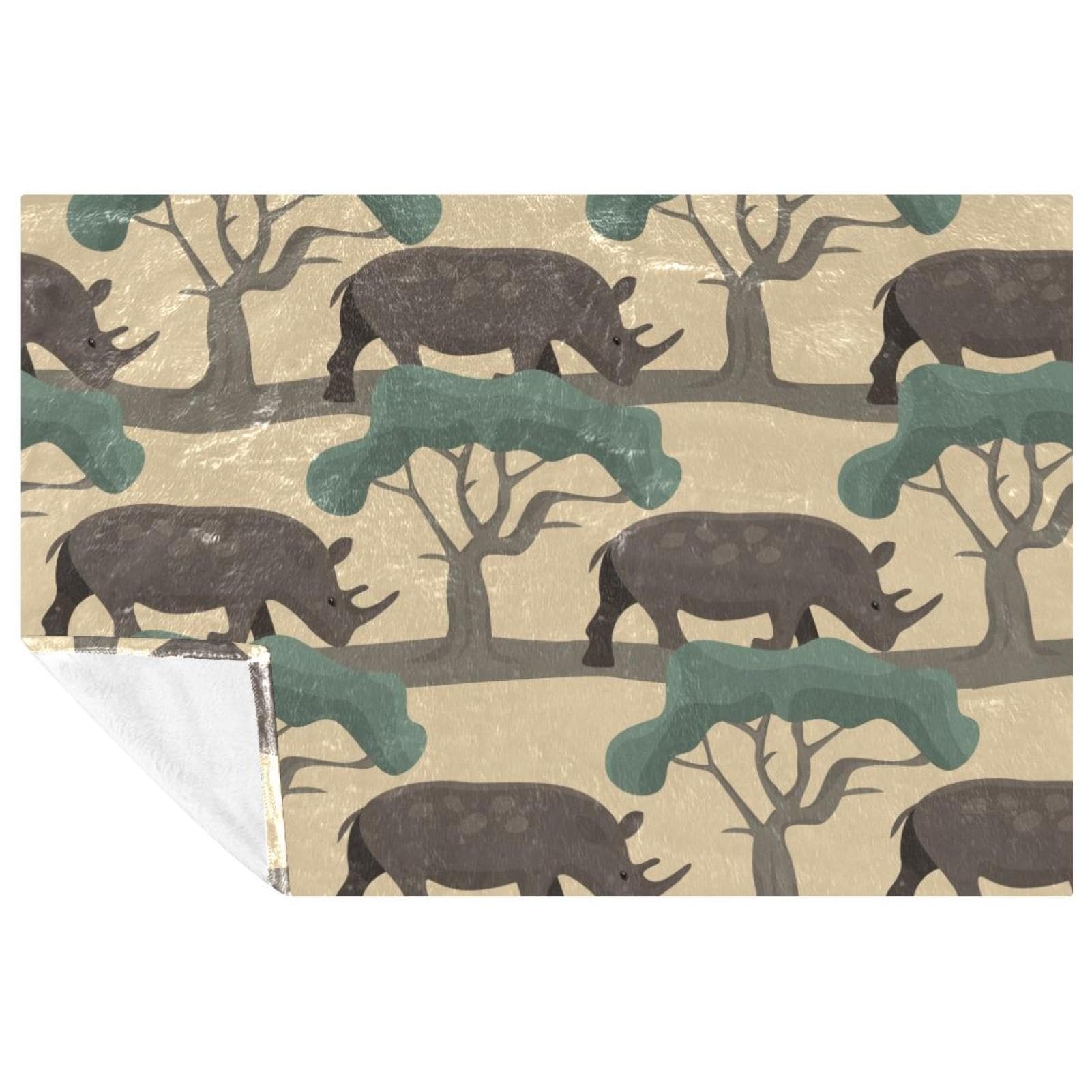 Couverture chaude imprimé rhinocéros jeté de canapé anti-froid