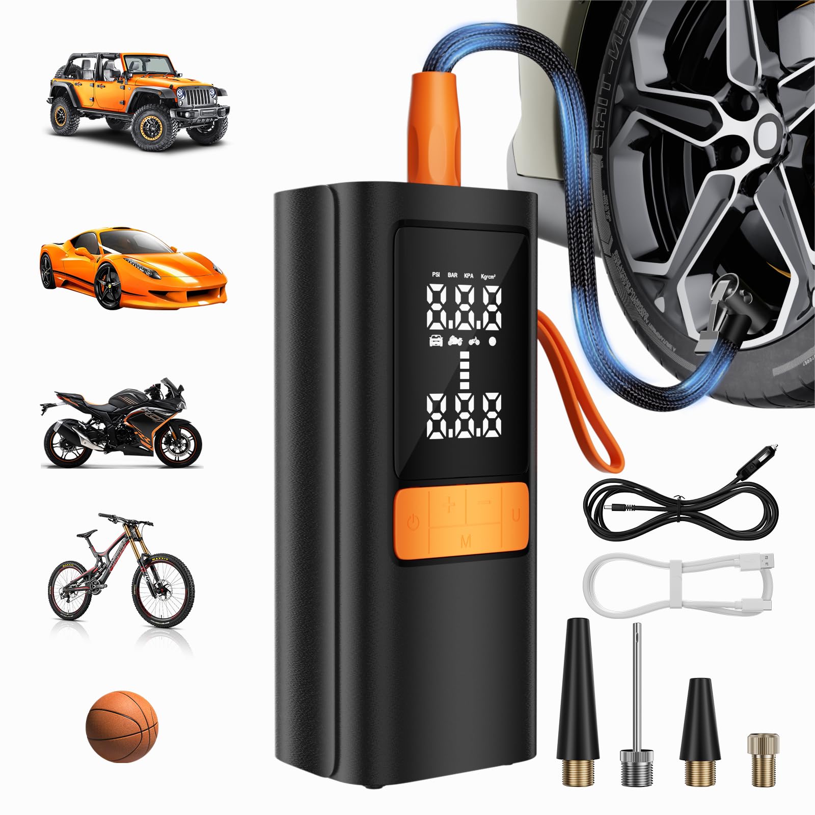 Tire Inflator Portable Air Compressor - 150PSI Air Compressor with Tire Pressure Gauge 15000mAh 3X Faster Portable Air