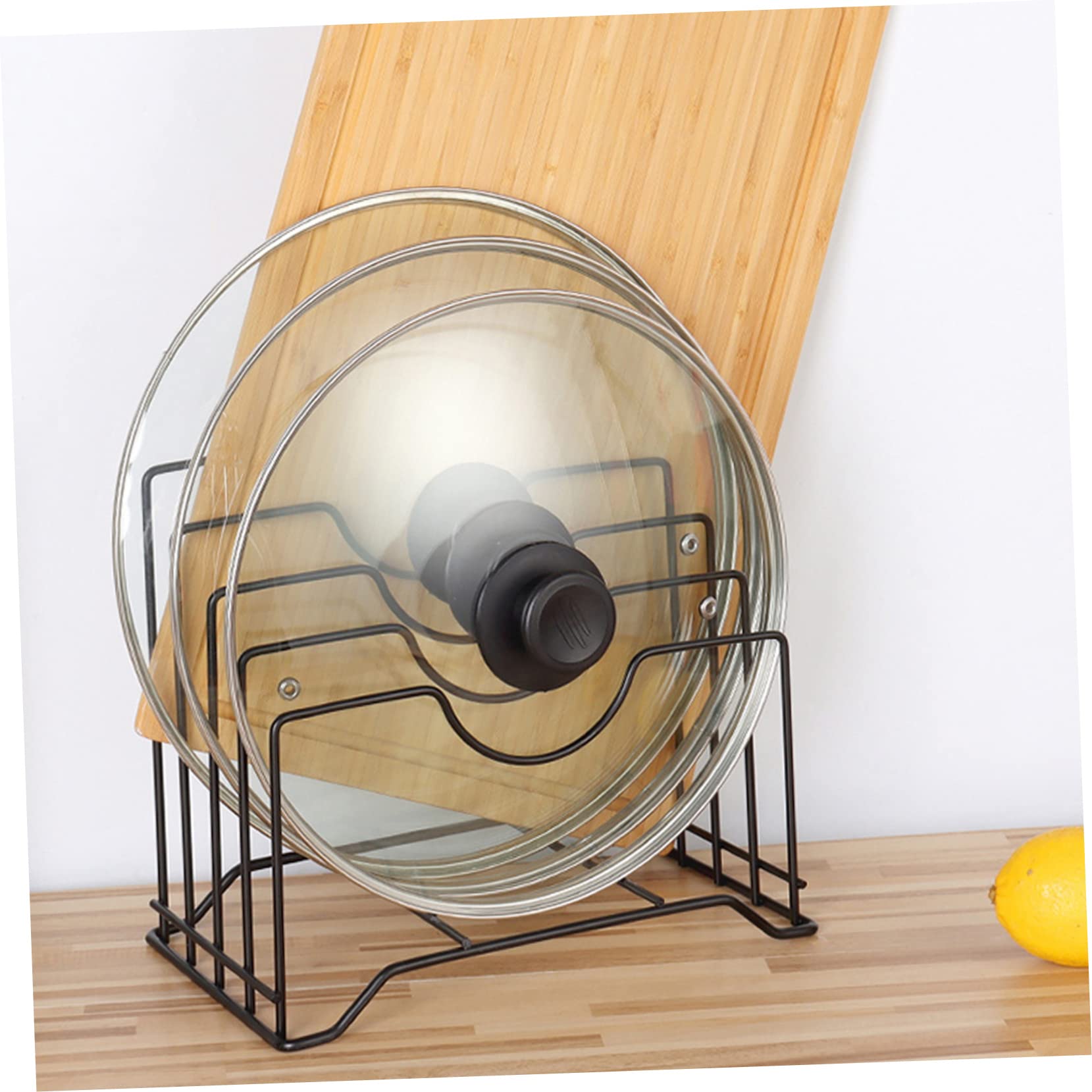 Portaoggetti Cucina in Acciaio al Carbonio Nero, Resistente alla Corrosione e Struttura Robusta, Scaffale Multifunzione per Riporre Coperchi Pentole e Utensili da Cucina