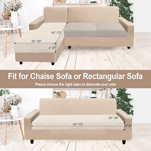 Miniatura 5 de NAISI Funda para sofá seccional, 1 pieza, funda de terciopelo separada, funda de sofá suave y elástica para sillón seccional izquierdoderecho